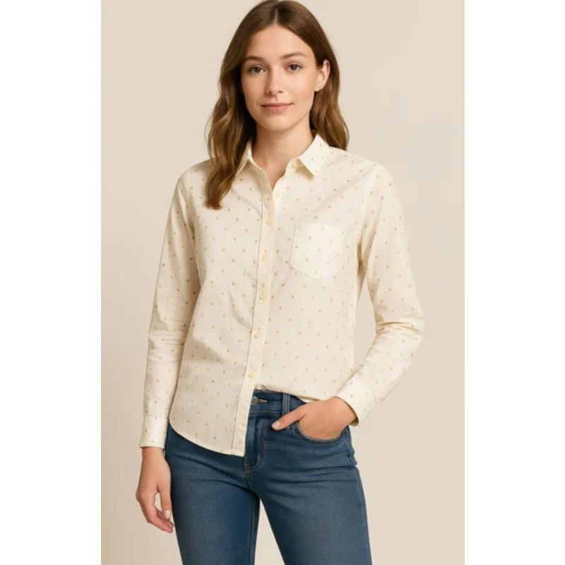 Other Prince & Fox Button-Up Shirt Gold Polka Dot Preppy White S Size S / US 4 / IT 40 - 1 Thumbnail