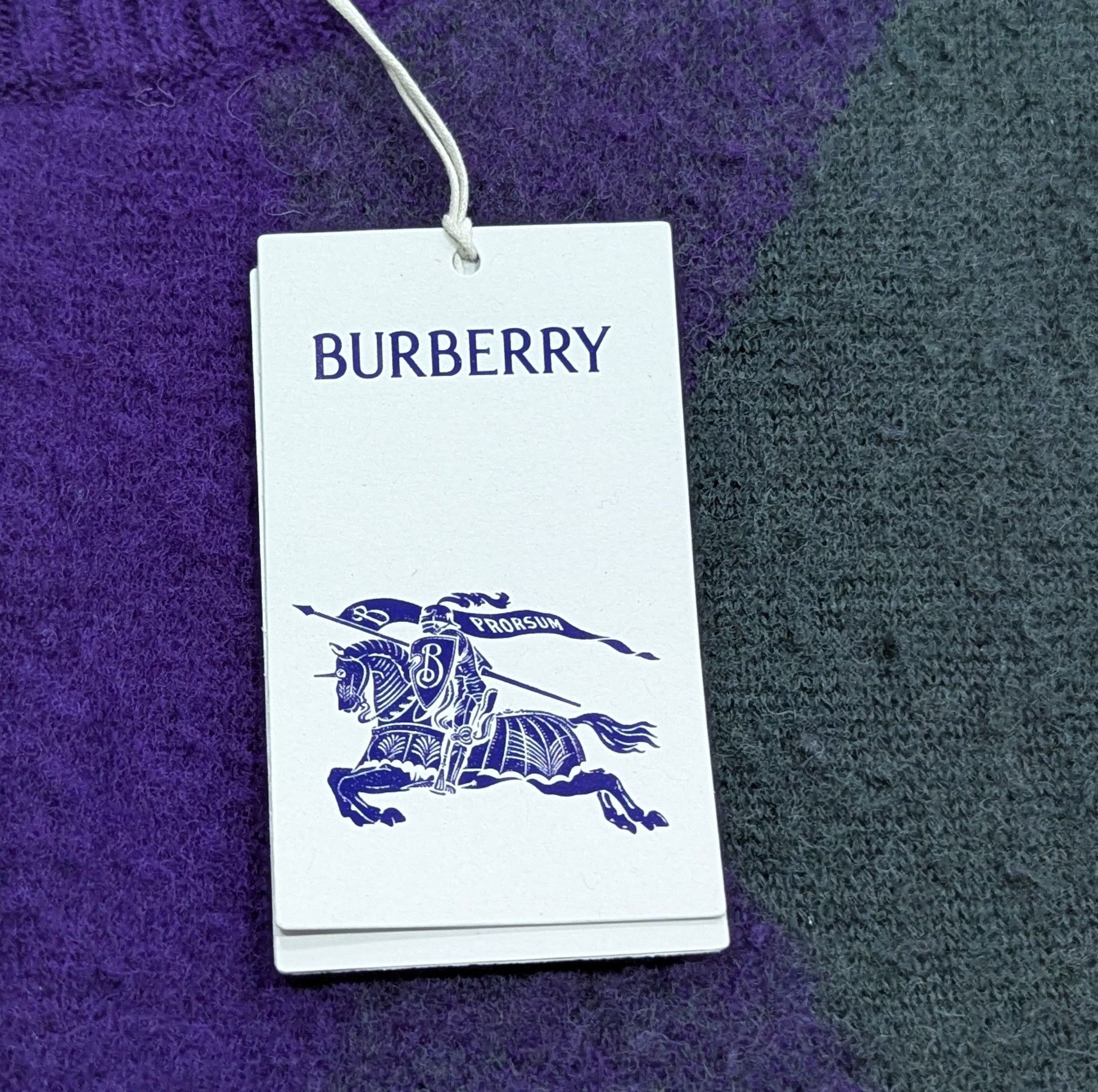 Burberry Burberry Diamond Wool Tasseled Sweater Purple/Green Medium Size US M / EU 48-50 / 2 - 7 Thumbnail