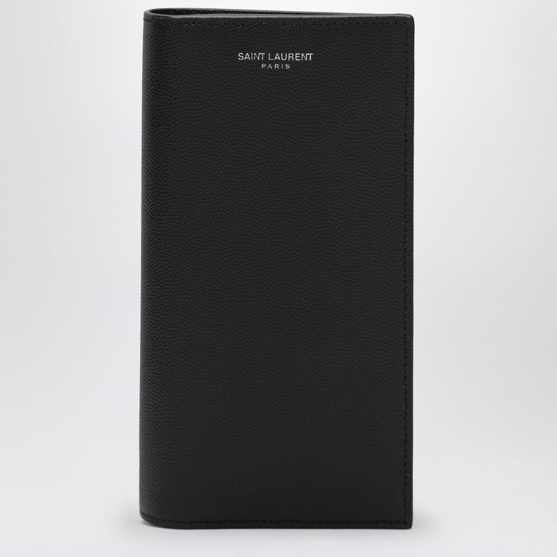 Saint Laurent Black Continental Wallet In Pebbled Leather