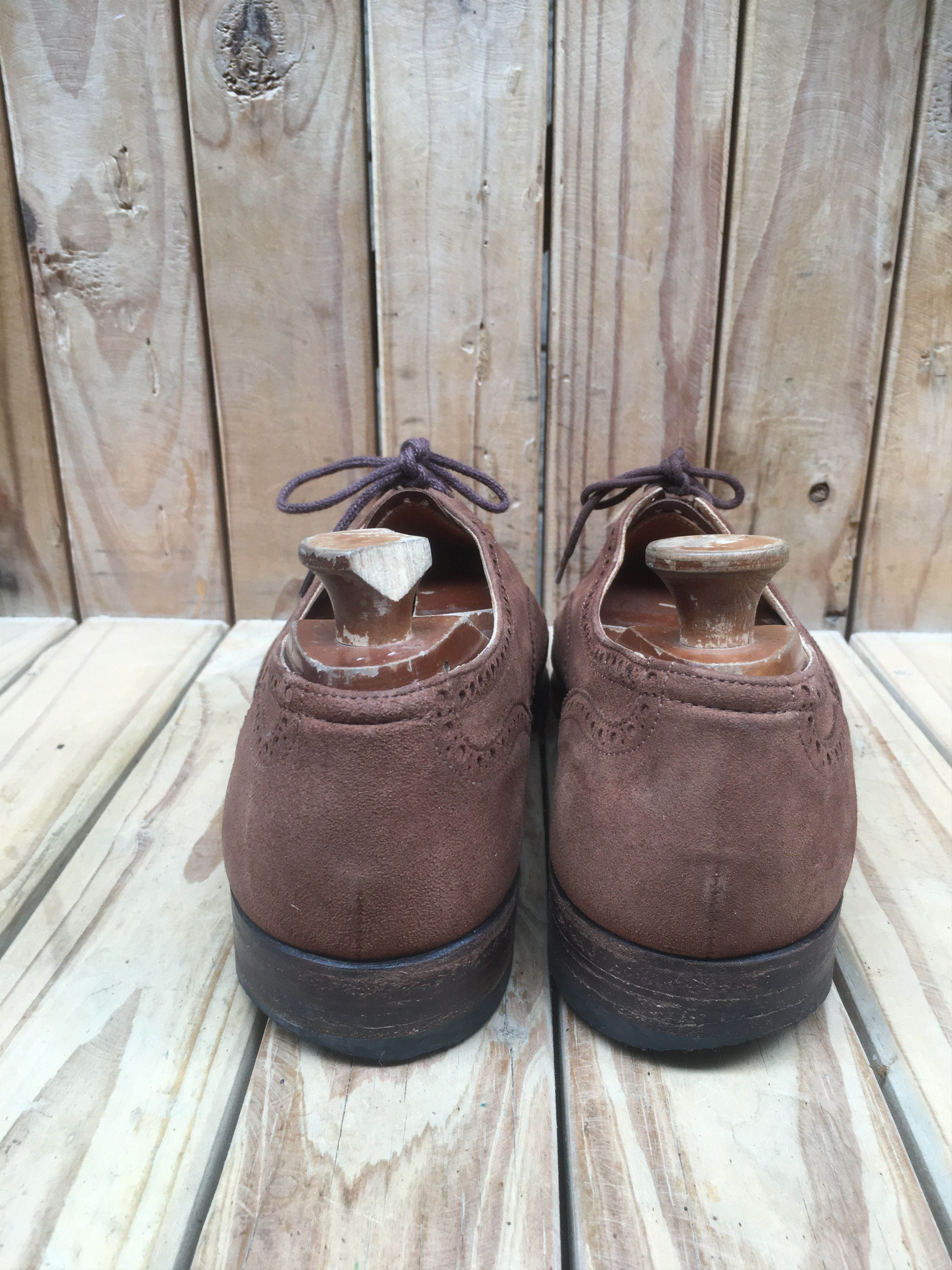 Tricker's Trickers Full Wing Tip suede Brown Mens Dress Shoes USA 11 Size US 11 / EU 44 - 8 Thumbnail
