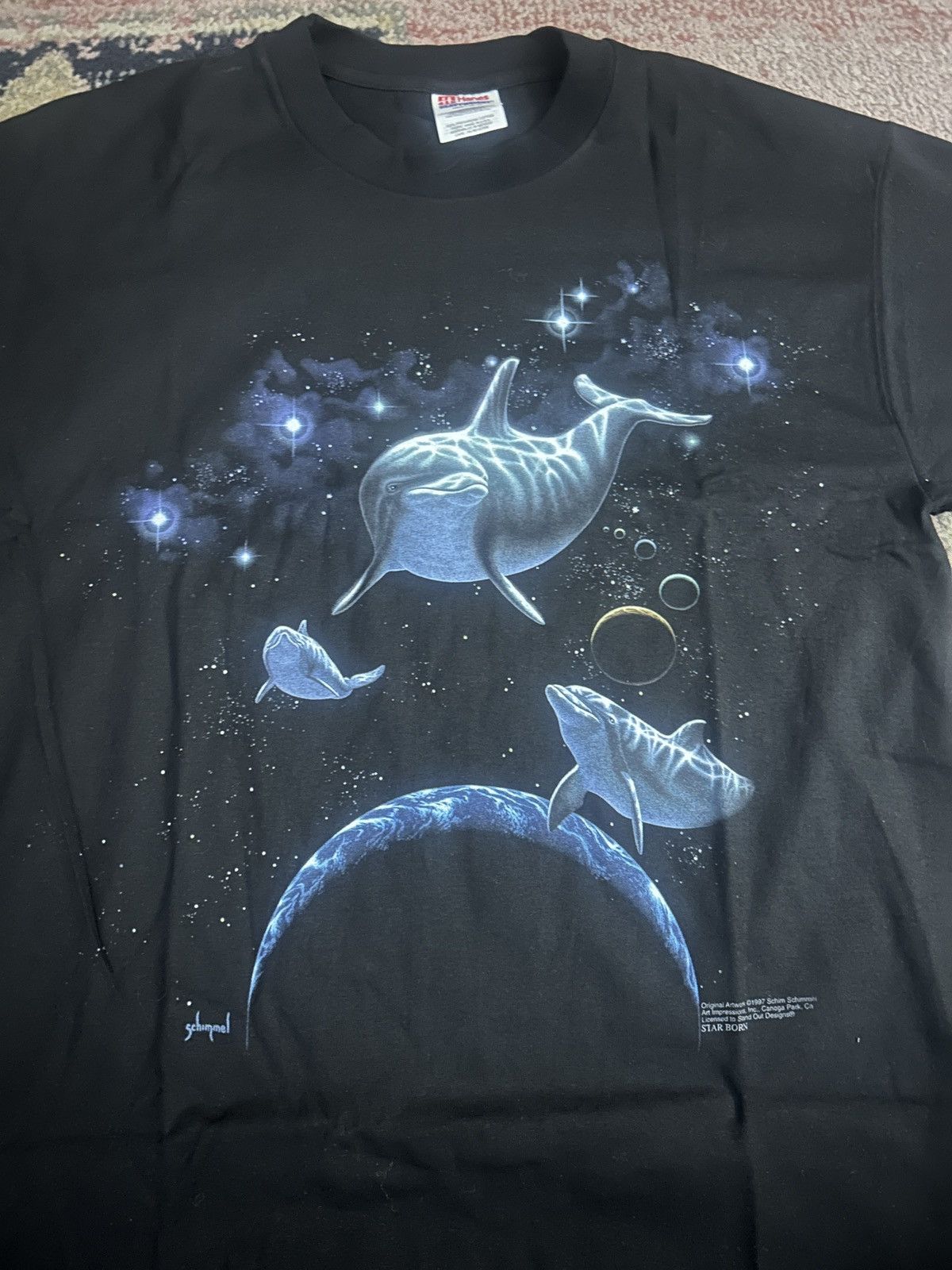 Vintage Vintage 1997 Schim Schimmel Dolphin Space T-Shirt Size US L / EU 52-54 / 3 - 2 Thumbnail