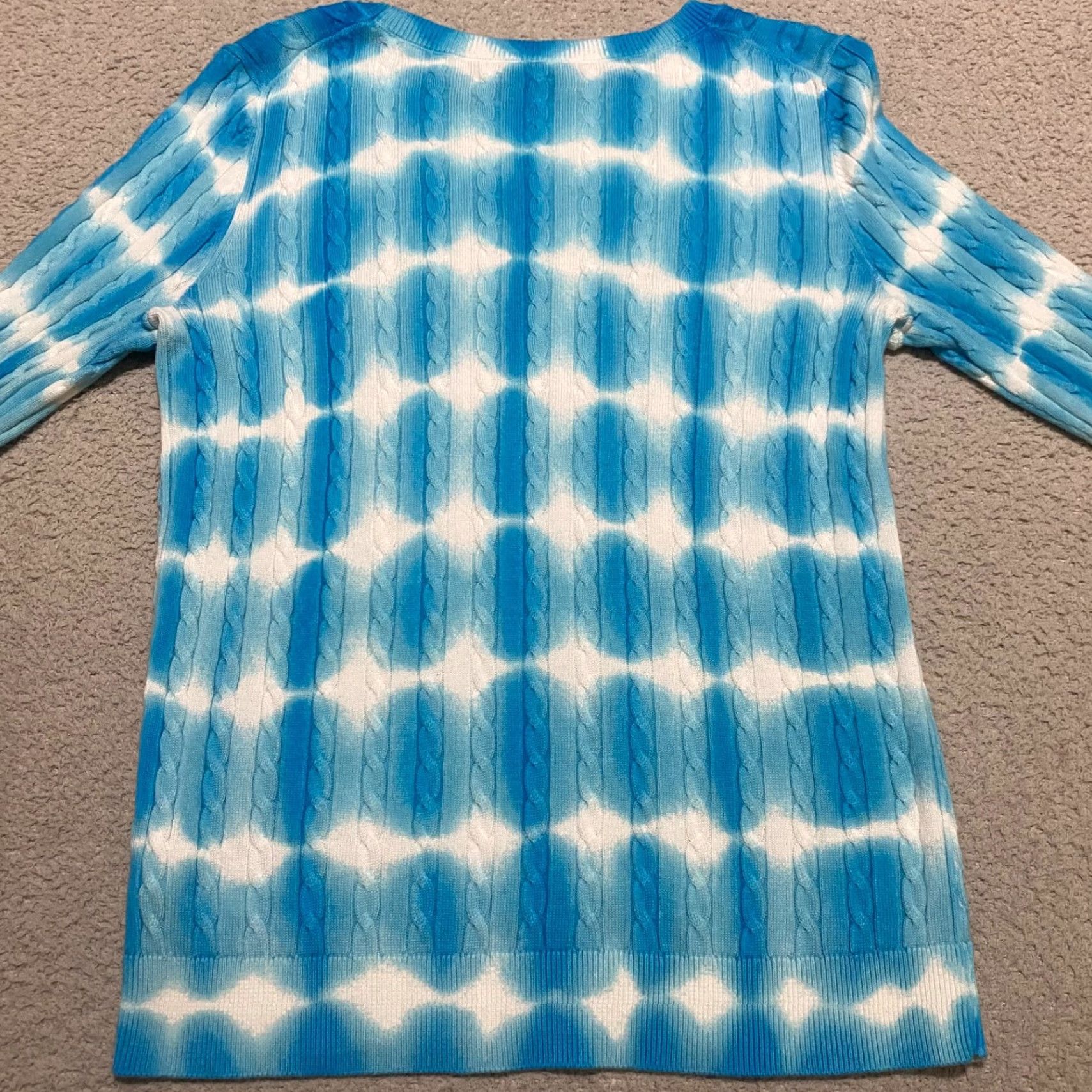 Talbots Talbots Womens Small Sweater Blue Geometric Long Sleeve Crew Neck Cable Knit Size S / US 4 / IT 40 - 2 Thumbnail