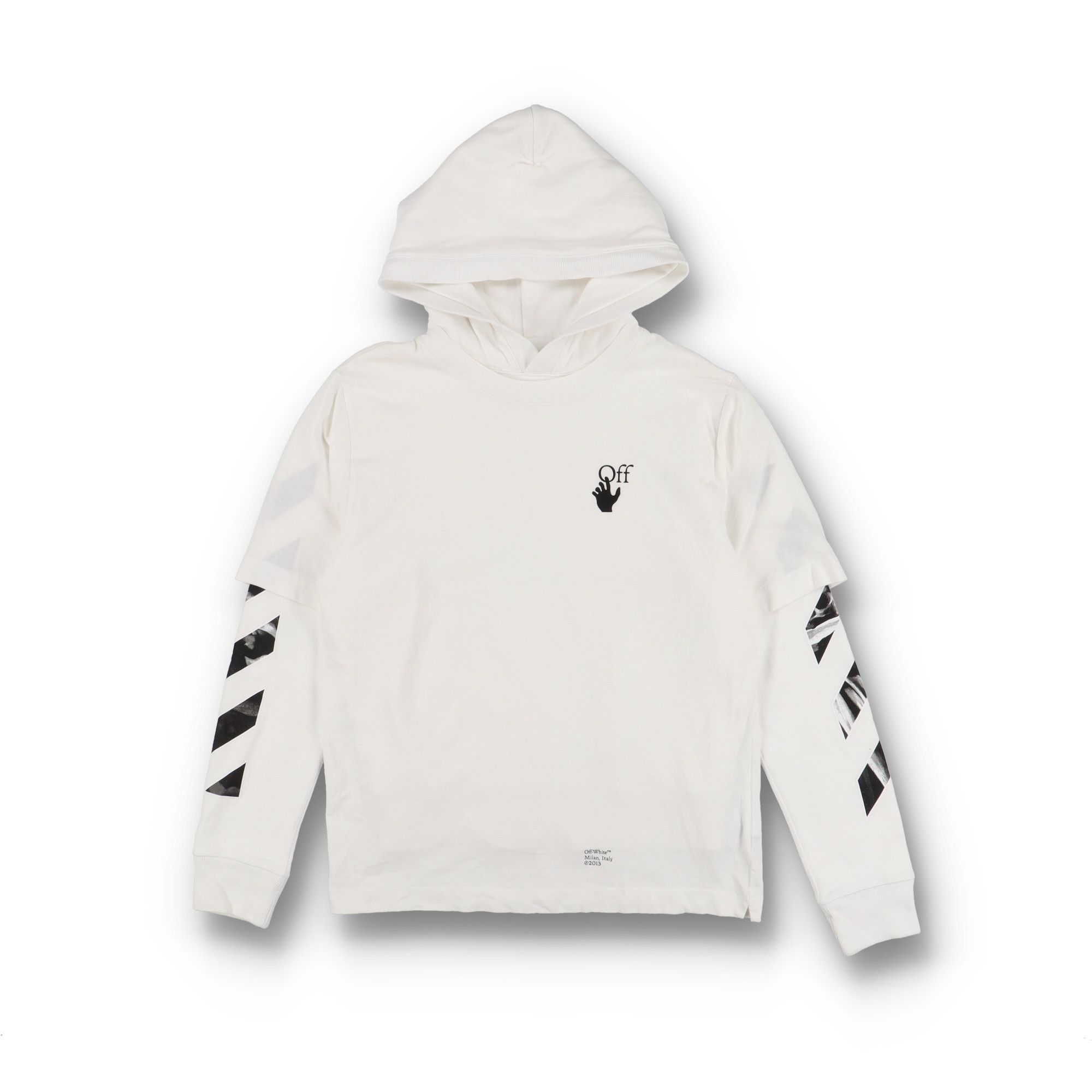 Off-White White Caravaggio Arrows Oversized Layered Tee Hoodie Size US XS / EU 42 / 0 - 5 Thumbnail