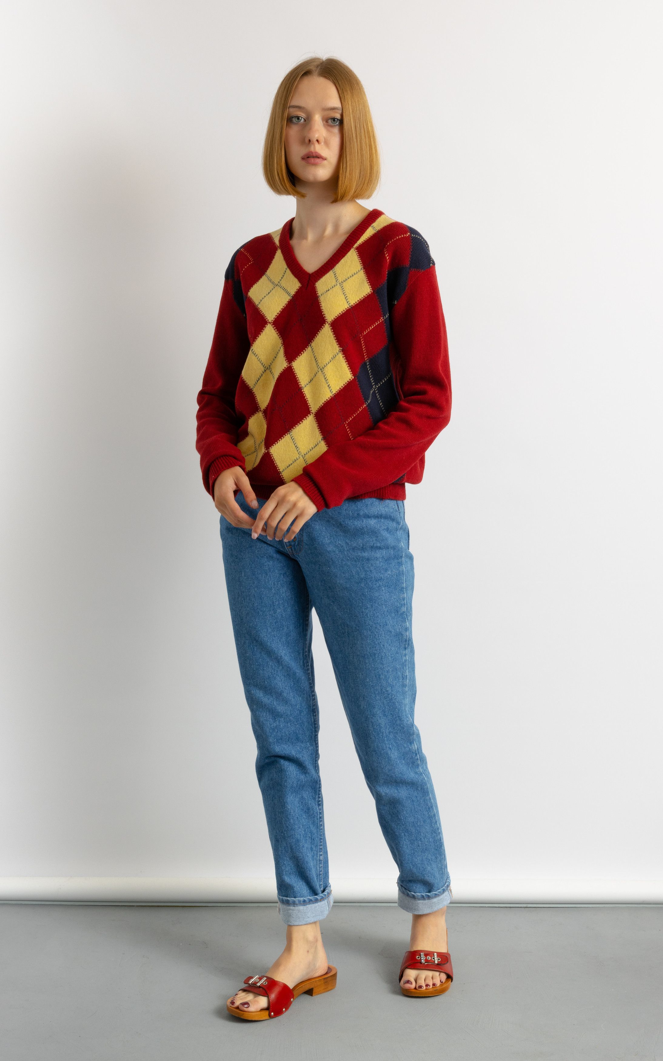 Vintage Jumper Wool Large Jumper Minimalist V neck Sweater 7347 Size M / US 6-8 / IT 42-44 - 3 Thumbnail