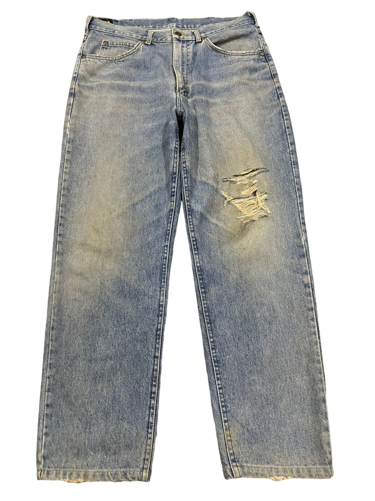Lee Vintage 90s Lee Usa Blue Wash Distressed Baggy Jeans Size US 33 - 1 Thumbnail