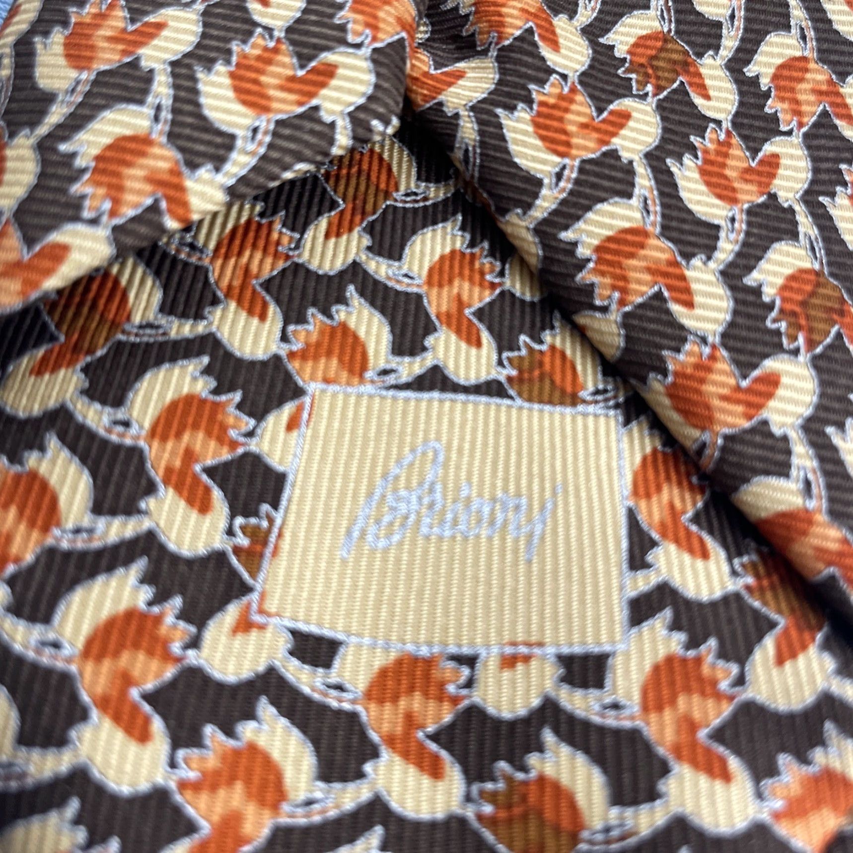 Brioni Brioni Silk Tie Men 3.5x62" Long Geometric Leaves Pattern Dress Business Necktie Size ONE SIZE - 6 Thumbnail