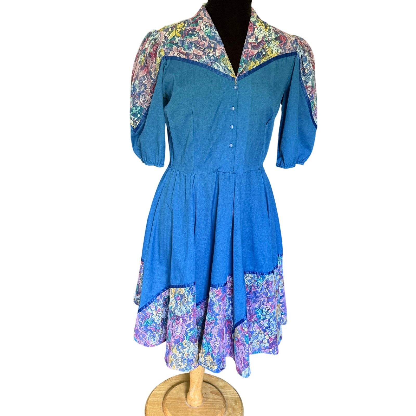 Vintage Vintage 60’s Jeri Bee Blue Purple Square Dancing Dress Med L Size M / US 6-8 / IT 42-44 - 1 Thumbnail
