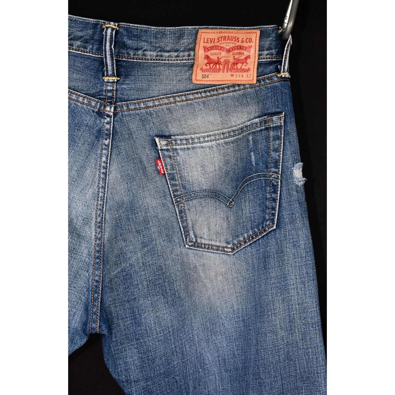 Levi's Levi’s 504 Jeans Regular Straight Men Blue Distressed W34 L32 Size US 34 / EU 50 - 4 Thumbnail
