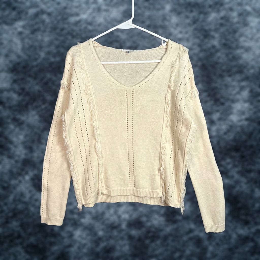 Vintage Black Swan Sweater Shirt Ivory Knit Fringe Pullover Womens XS Winter, Fall, Spring Pullover, Regular Fit, Machine Washable, Cotton, Vintage: No Size XS / US 0-2 / IT 36-38 - 1 Thumbnail