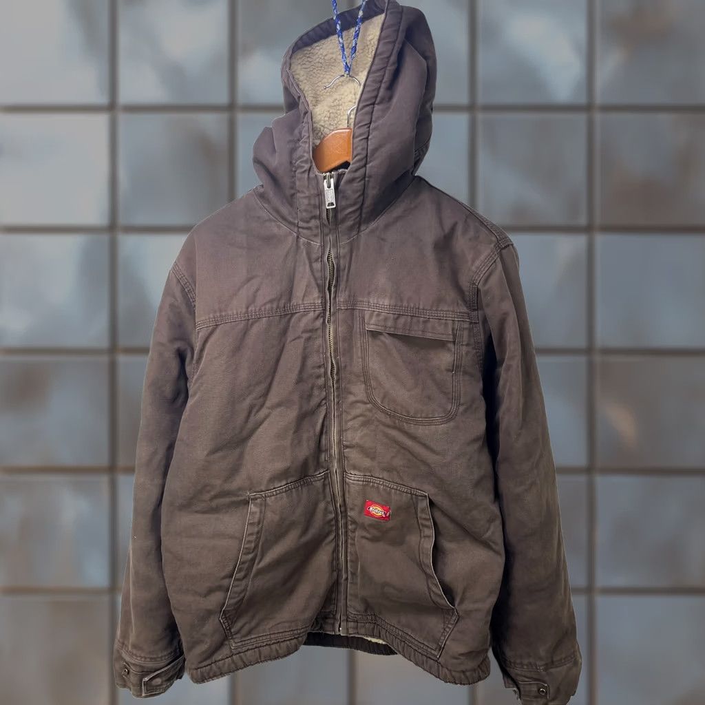 Dickies Vintage Dickies Sherpa Lined Hooded Jacket Large - Mid-Length - Brown Size US L / EU 52-54 / 3 - 1 Thumbnail