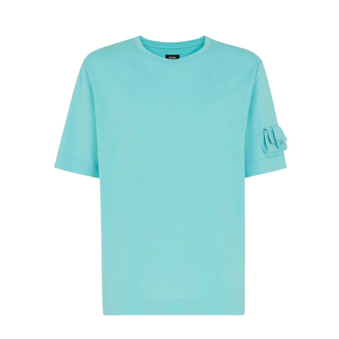 image of Fendi O1Loc1C0124 T-Shirt In Light Blue, Men's (Size Small)