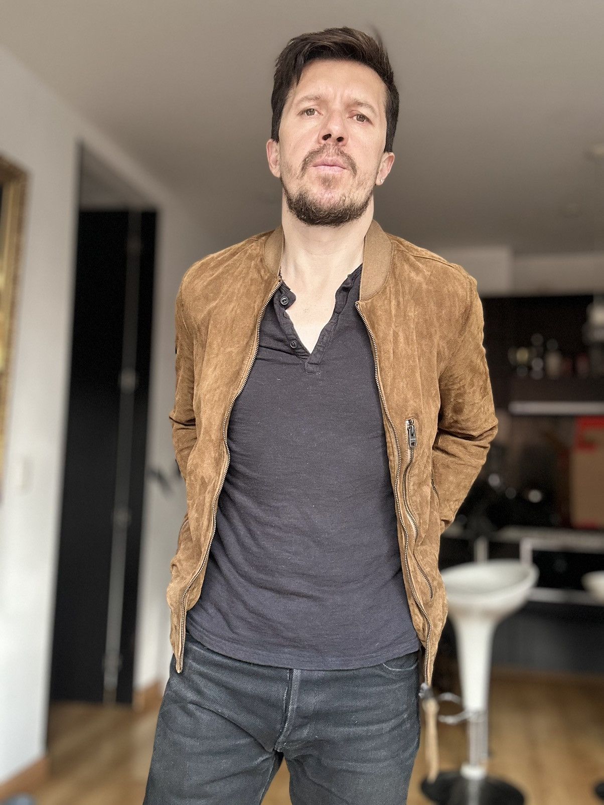 Allsaints All Saints Bergen Bomber suede leather brown Jacket S Size US S / EU 44-46 / 1 - 5 Thumbnail