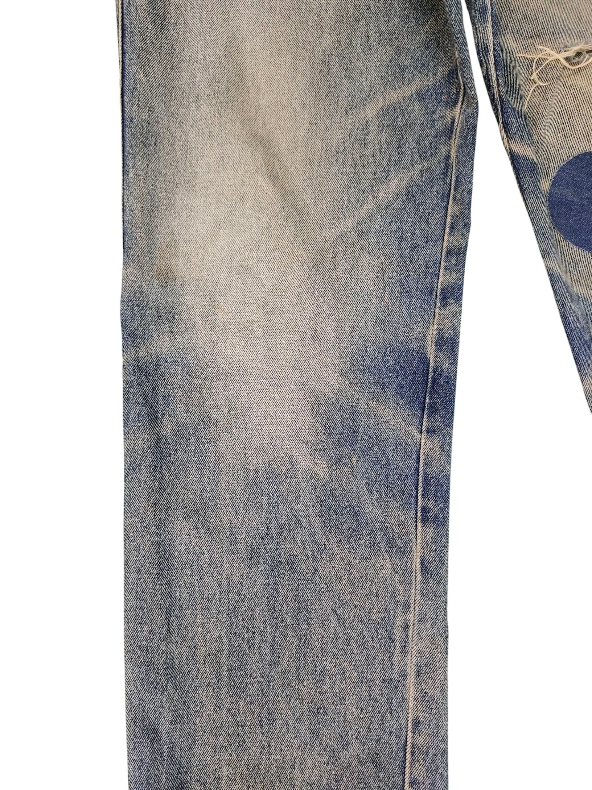 Comme des Garcons × Undercover Vintage 90s Nepura Japan Clawmark Distress Faded Denim Jeans Size US 32 / EU 48 - 4 Thumbnail
