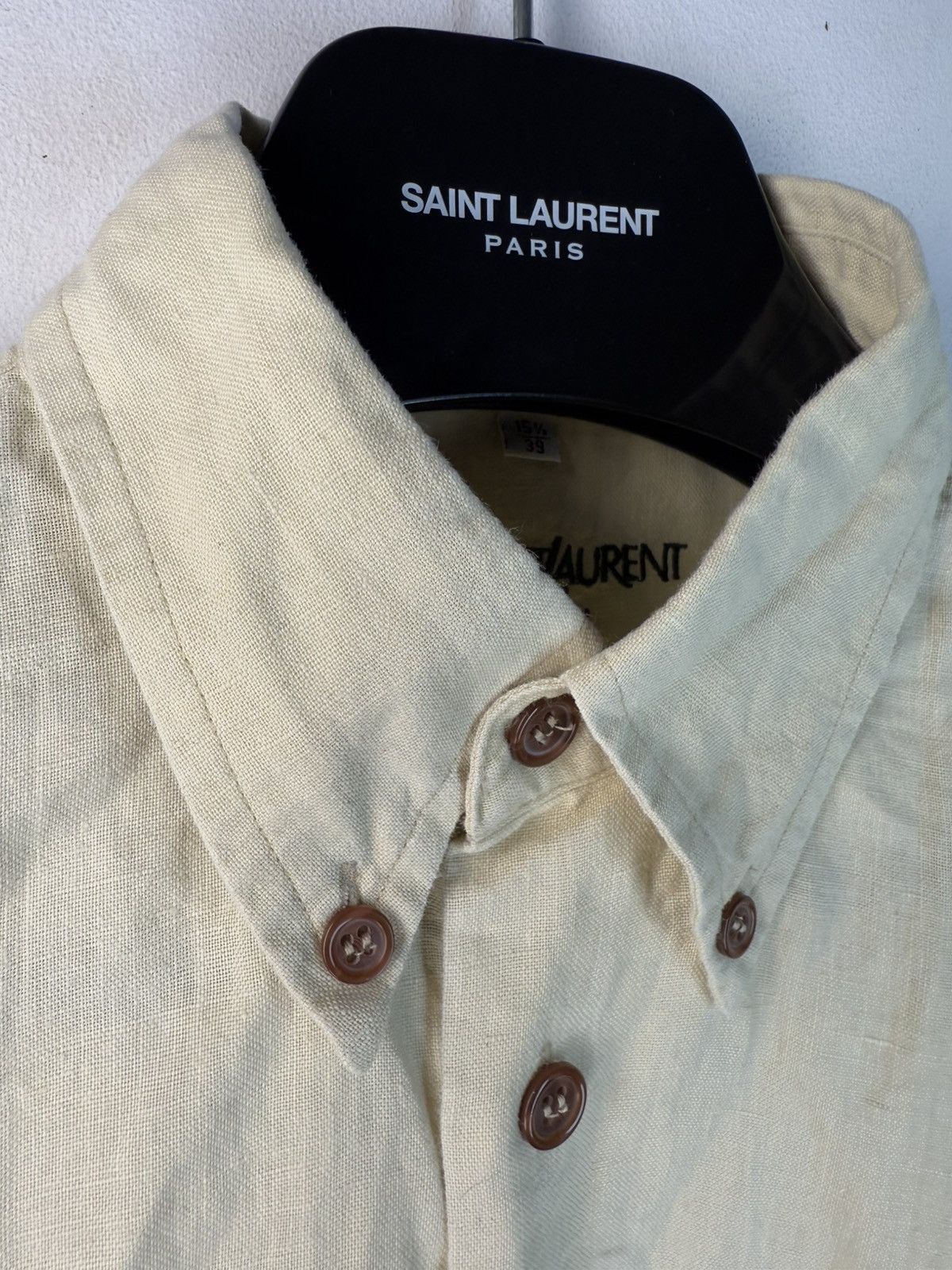 Yves Saint Laurent Linen 90s YSL Shirt Beige Lemon Summer Yves Saint Laurent Size US M / EU 48-50 / 2 - 14 Thumbnail