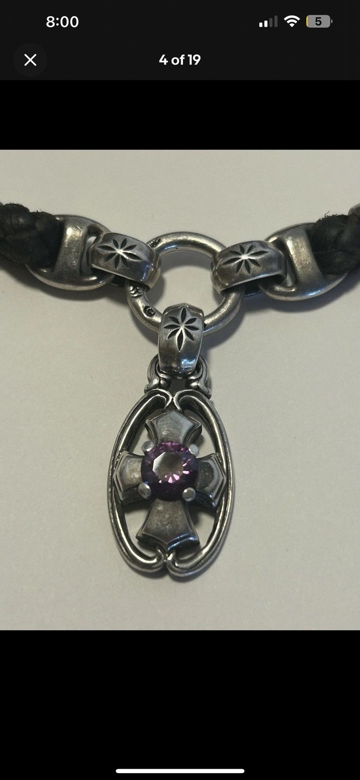 Bill Wall Leather Bill Wall Leather Toggle Clasp Amethyst Cross Pendant RARE Size ONE SIZE - 4 Thumbnail