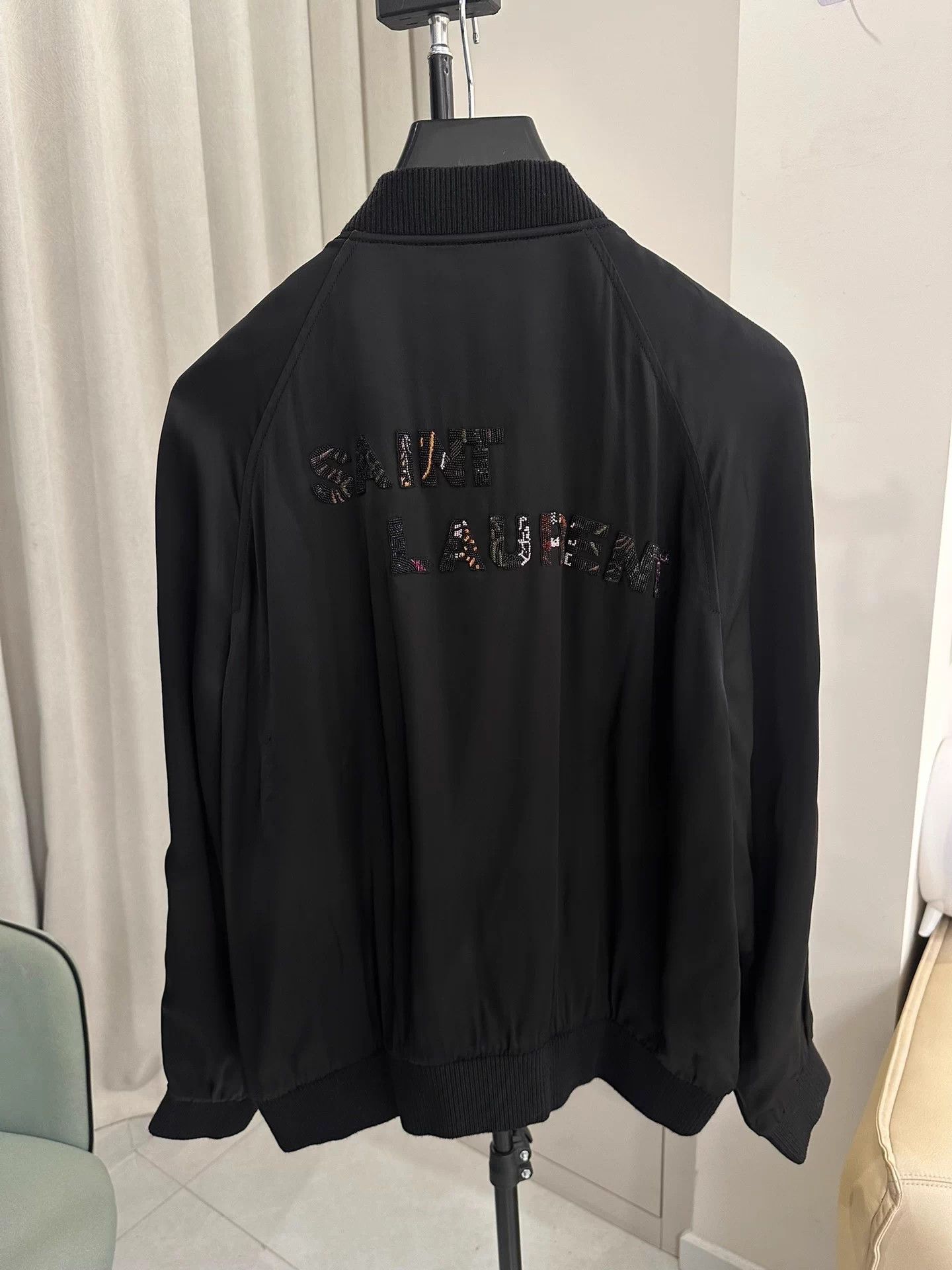 Saint Laurent Paris Saint Laurent SLP 19ss Black Teddy Logo Baseball Jacket Size US L / EU 52-54 / 3 - 2 Thumbnail