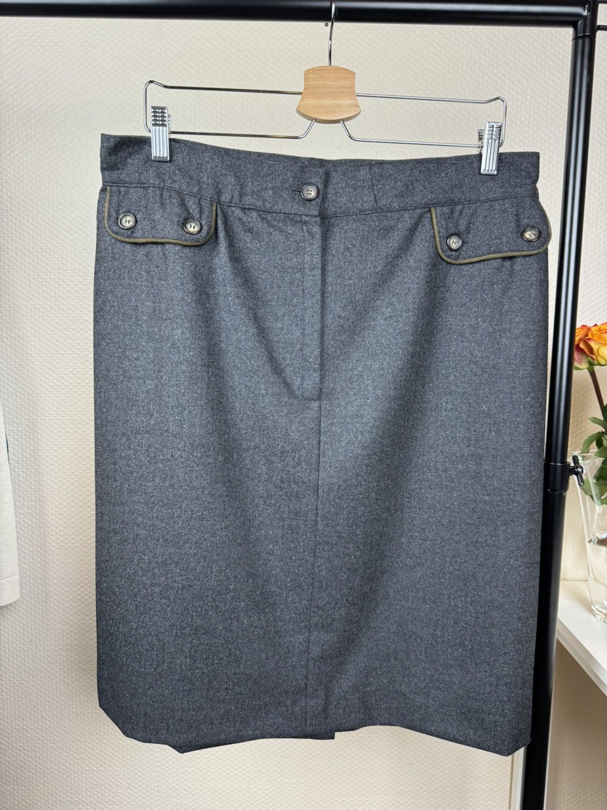 Gucci Gucci vintage wool pencil straight skirt gray anthracite L Size 34" / US 12 / IT 48 - 2 Thumbnail