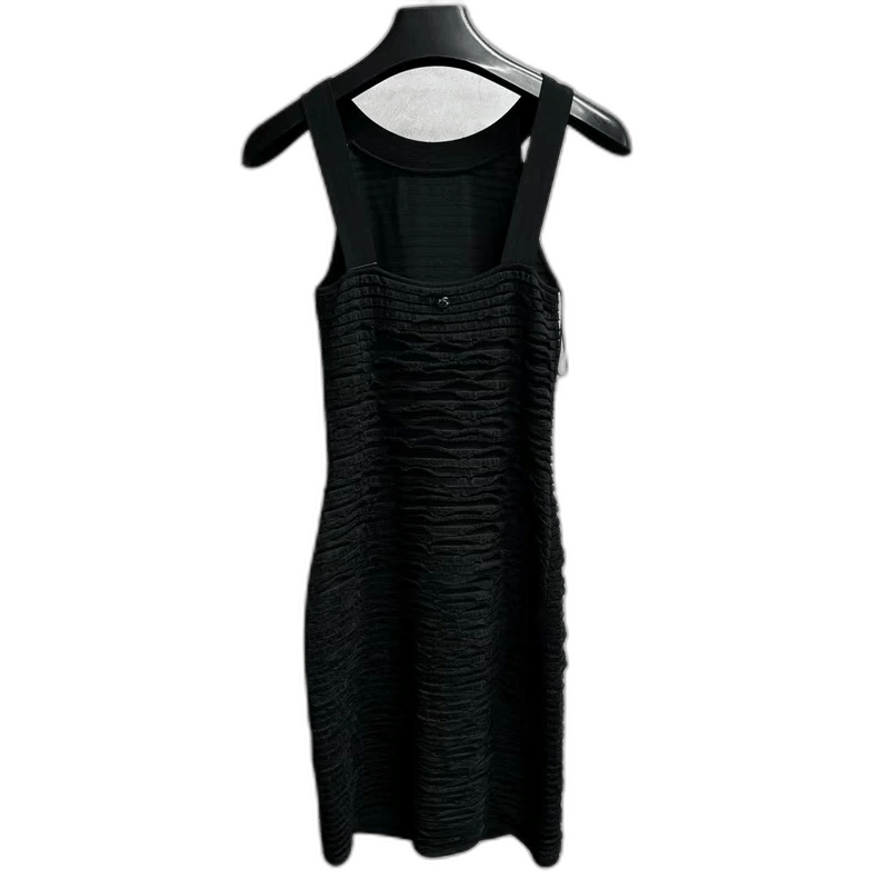 Chanel Chanel Black Dress with Metal Logo Pattern Size US 36 / EU 52 - 1 Thumbnail