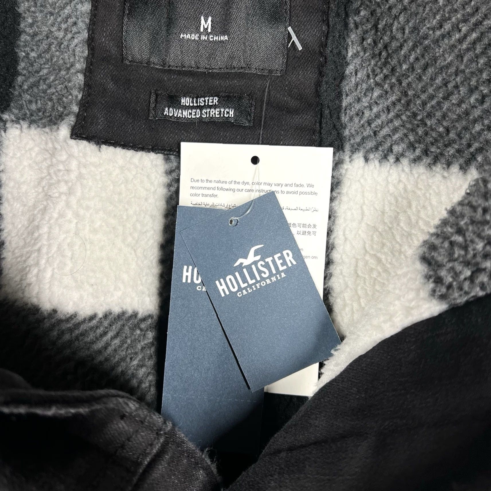Hollister Epic Flex Jacket Denim Black Sherpa-Lined Men's M