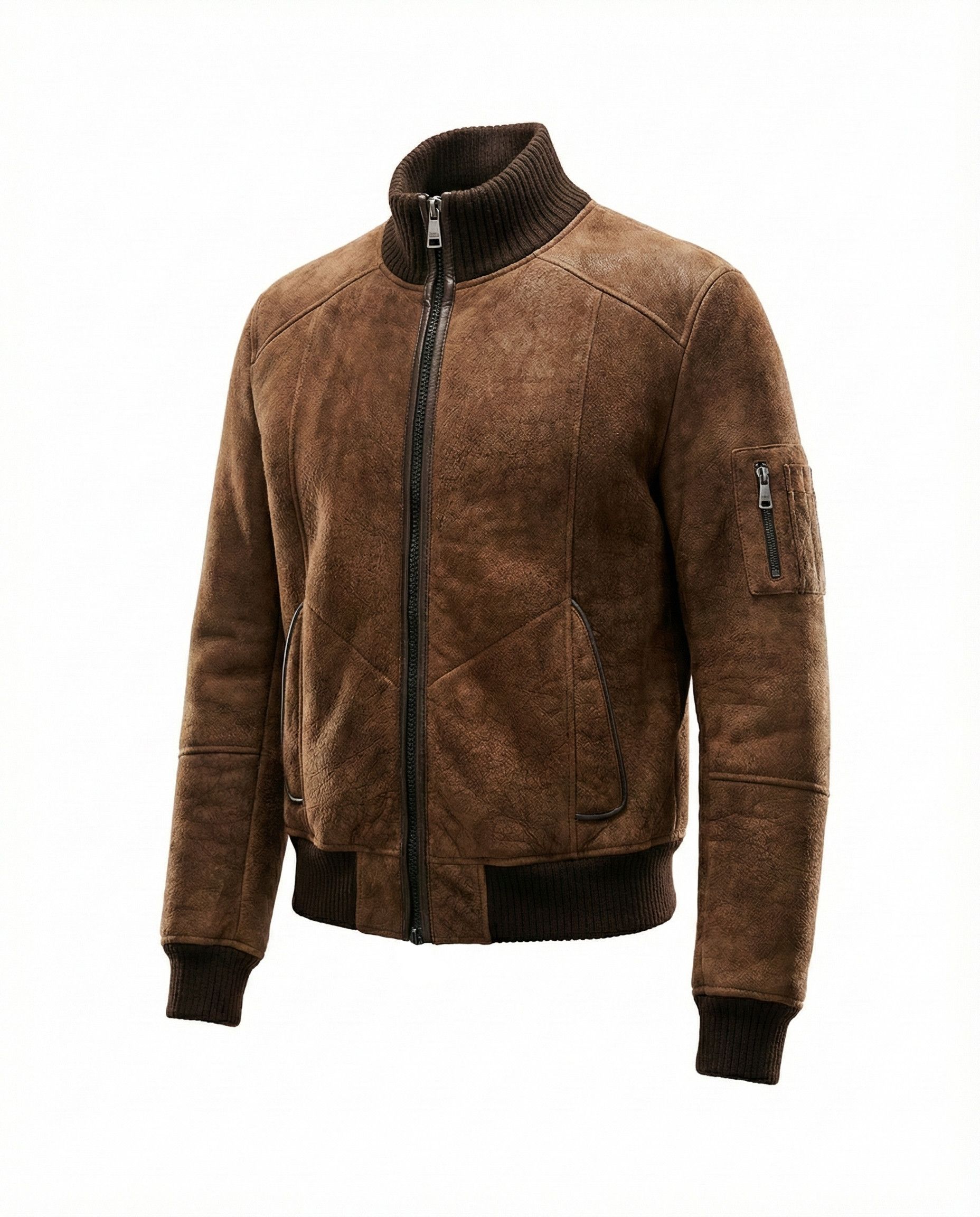 Dolce & Gabbana Shearling-Lined Distressed Leather Bomber