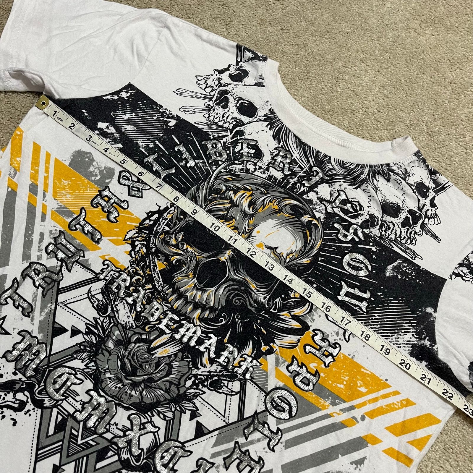 Southpole Southpole Y2K Skater Grunge Skull All Over White Shirt Large Size US L / EU 52-54 / 3 - 5 Thumbnail