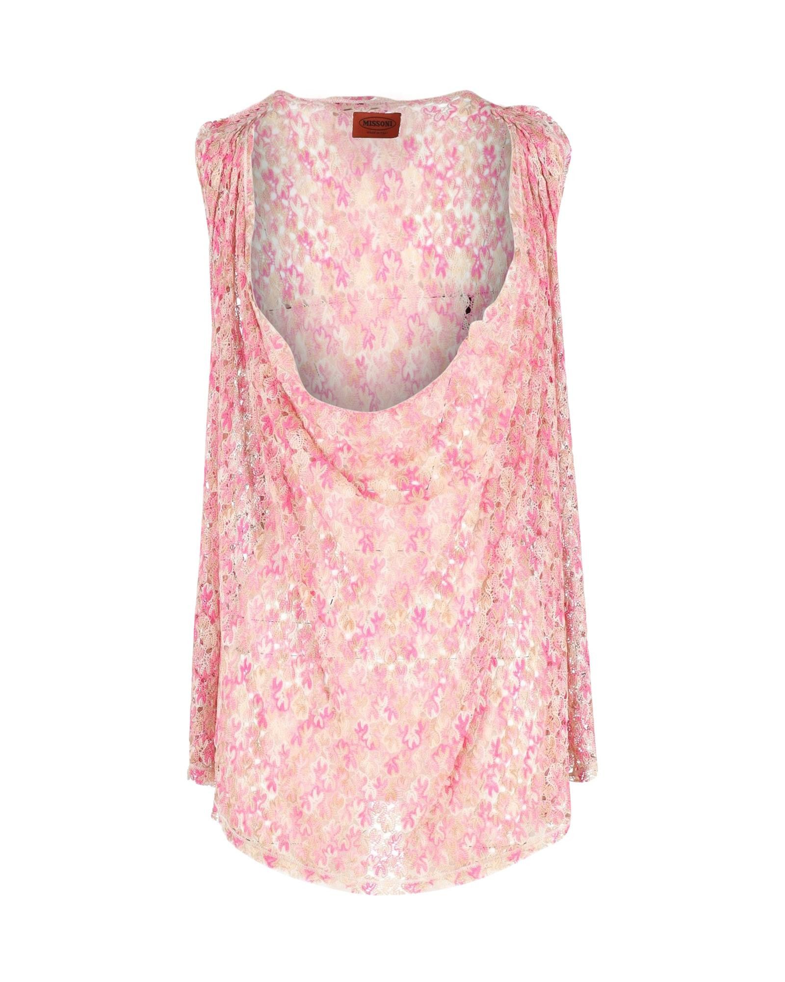 Image of Pink Cotton Patterned Drape Front Top By Missoni in Pink Print, Women's (Size XS)