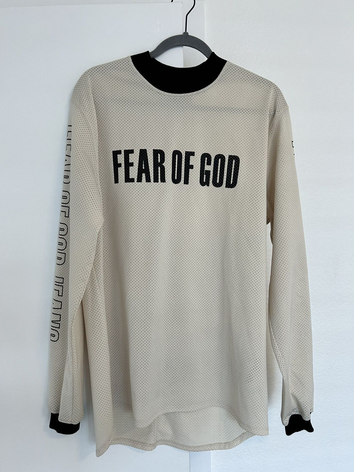 image of Fear Of God Mesh Long Sleeve in White, Men's (Size Small)