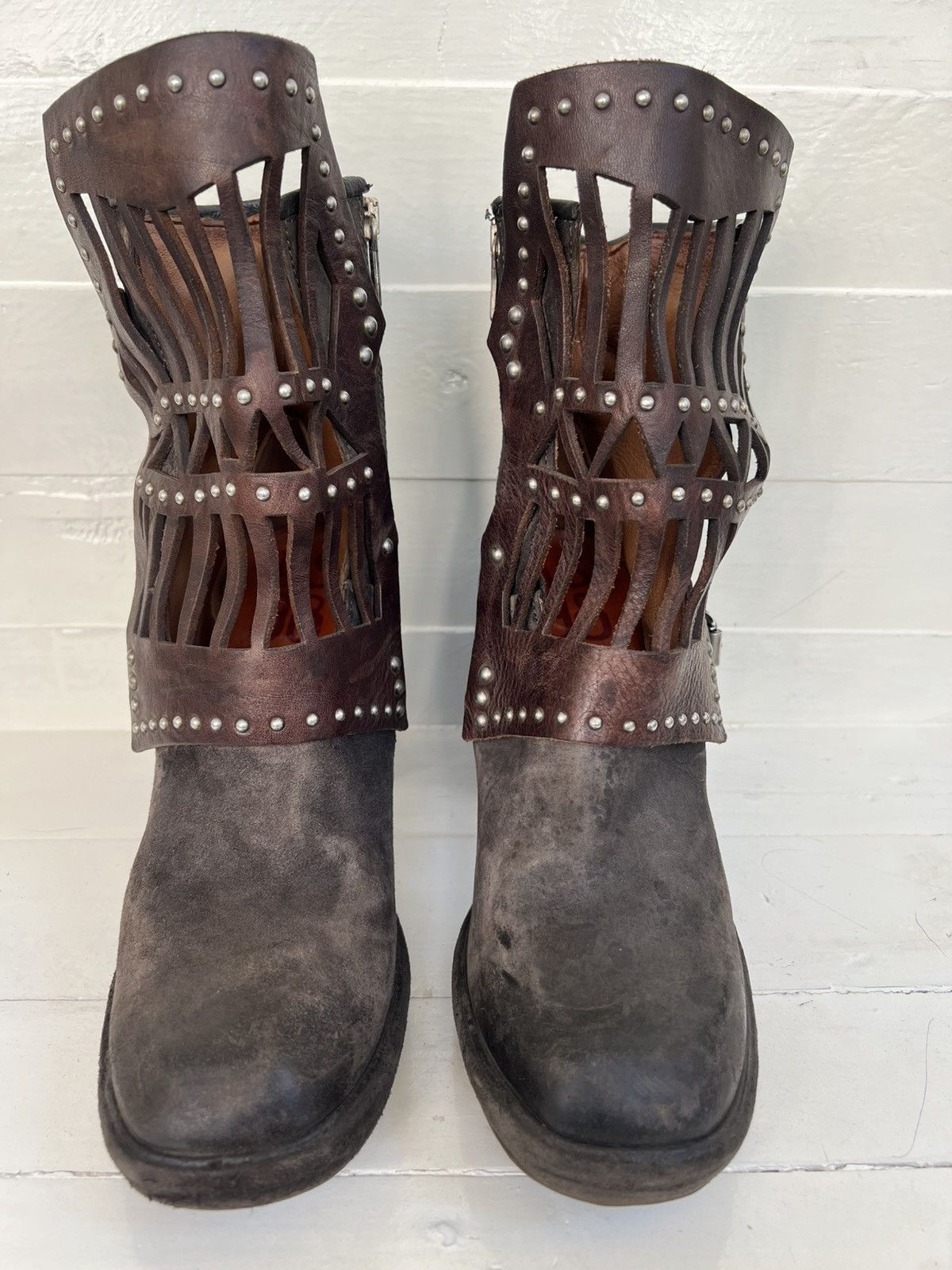 A.S.98 Airstep AS98 Brown Leather Suede Boho Biker Ankle Boots Size US 10 / IT 40 - 5 Thumbnail