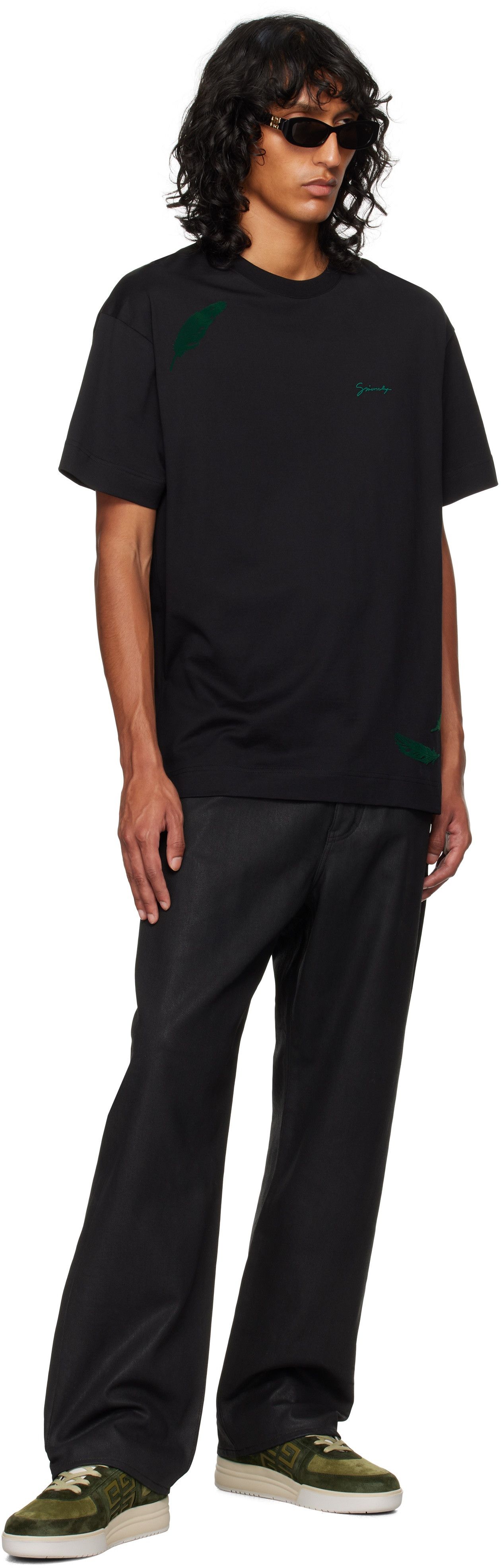 Givenchy o1srvl11e0325 Feathers T-Shirt in Black Size US M / EU 48-50 / 2 - 5 Thumbnail