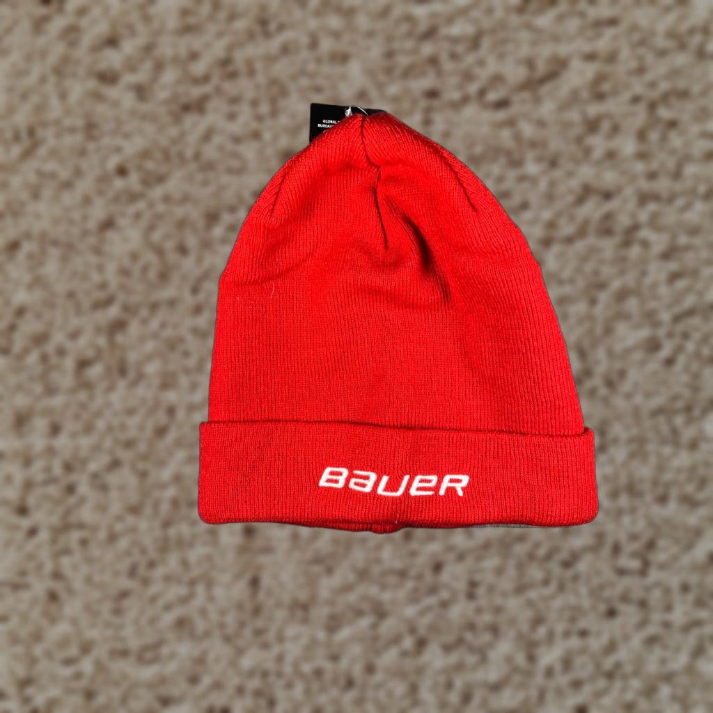 Vintage Bauer Beanie Hat Adult One Size Red Acrylic Knit Cuffed NEW Size ONE SIZE - 1 Thumbnail