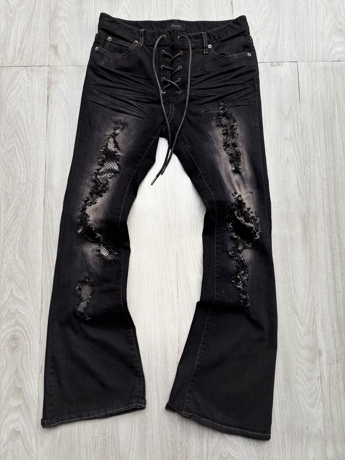 Le Grande Bleu (L.G.B.) ORIRIN phyton lace up flare jeans | Grailed