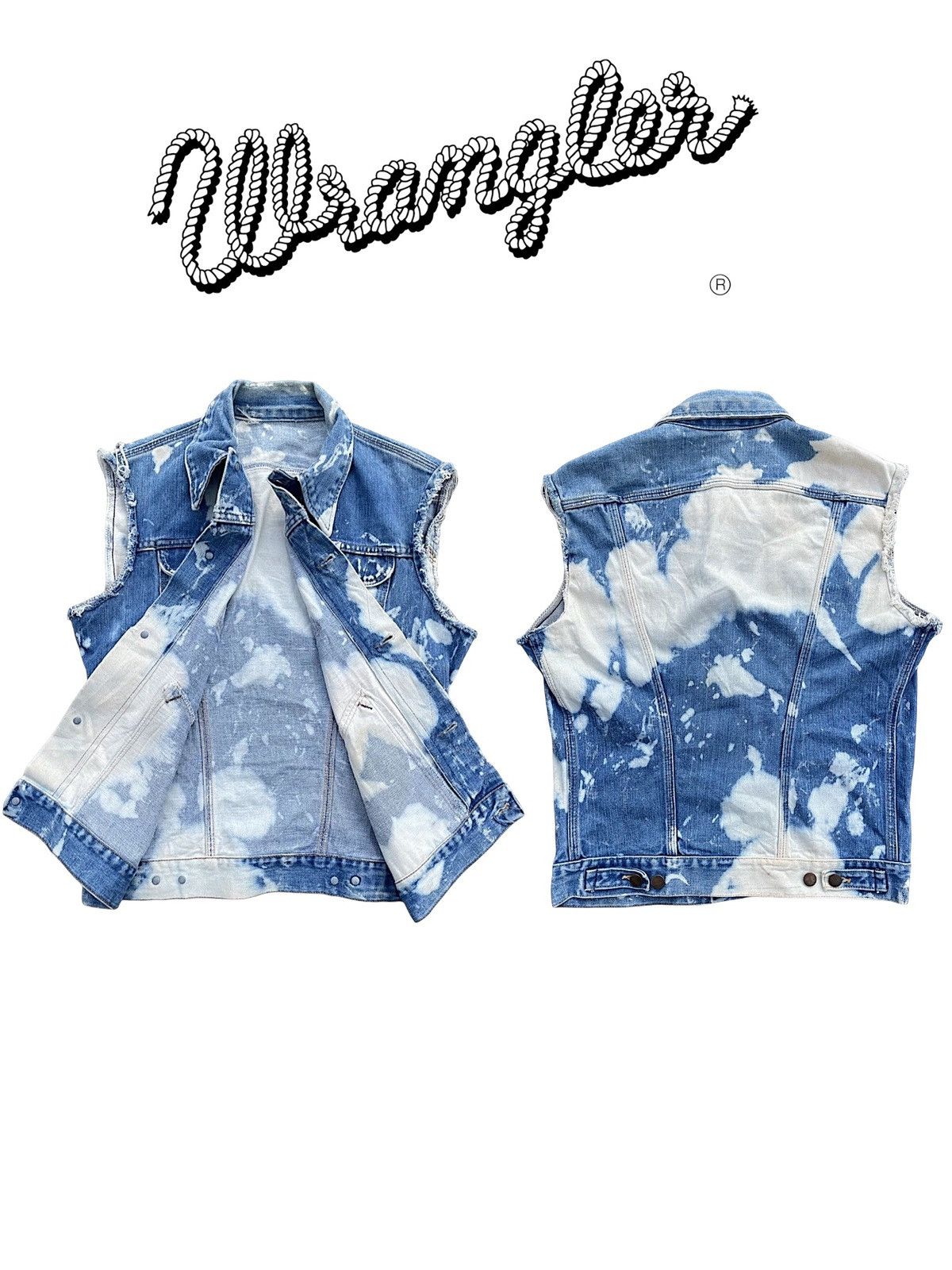 Vintage × Wrangler Wrangler Selvedge 70s/80s Destroy Sleeveless Spalsh Jacket Size US S / EU 44-46 / 1 - 3 Thumbnail