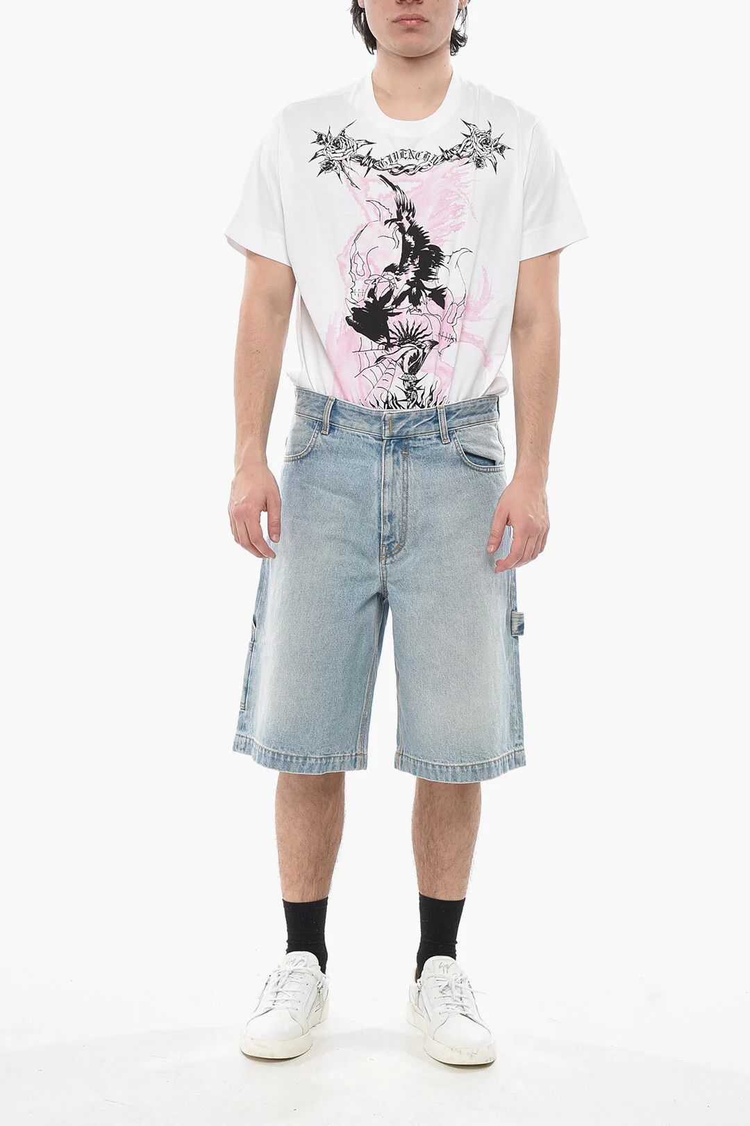 Givenchy og1mm0326 Delavé Denim Cargo Short in Light Blue Size US 30 / EU 46 - 4 Thumbnail