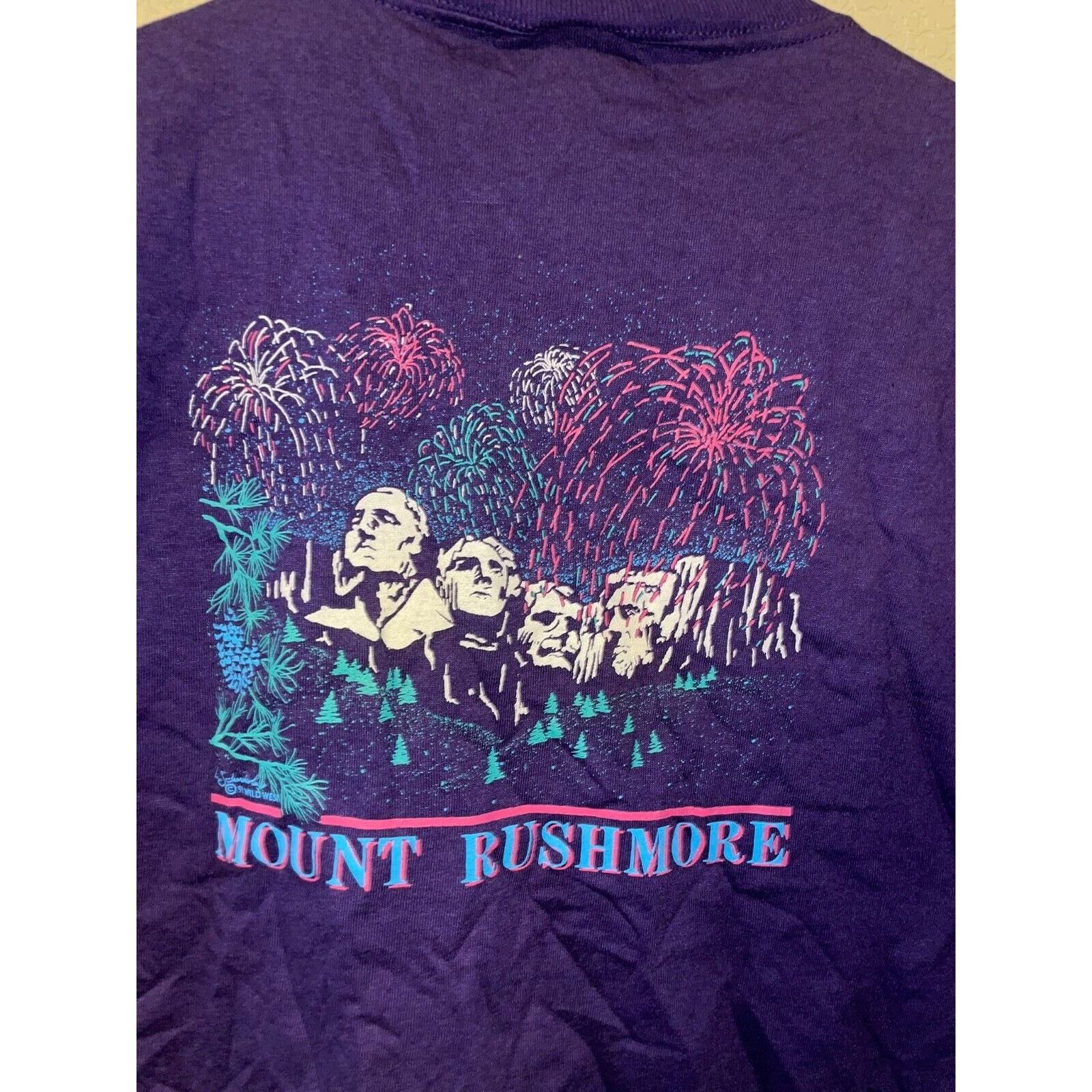 Jerzees Vintage Mount Rushmore Shirt Firework Purple Tee VTG 90s M Size US M / EU 48-50 / 2 - 11 Thumbnail