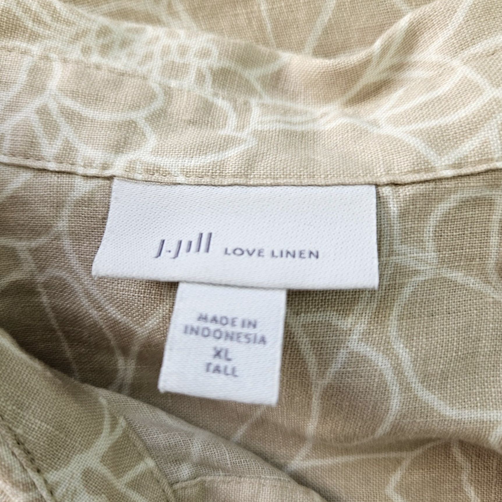 J. Jill J. Jill Love Linen Button-Up Top XL Tall Womens Long Sleeve Floral Tan White Shirt Woman Medical? Size XL / US 12-14 / IT 48-50 - 5 Thumbnail