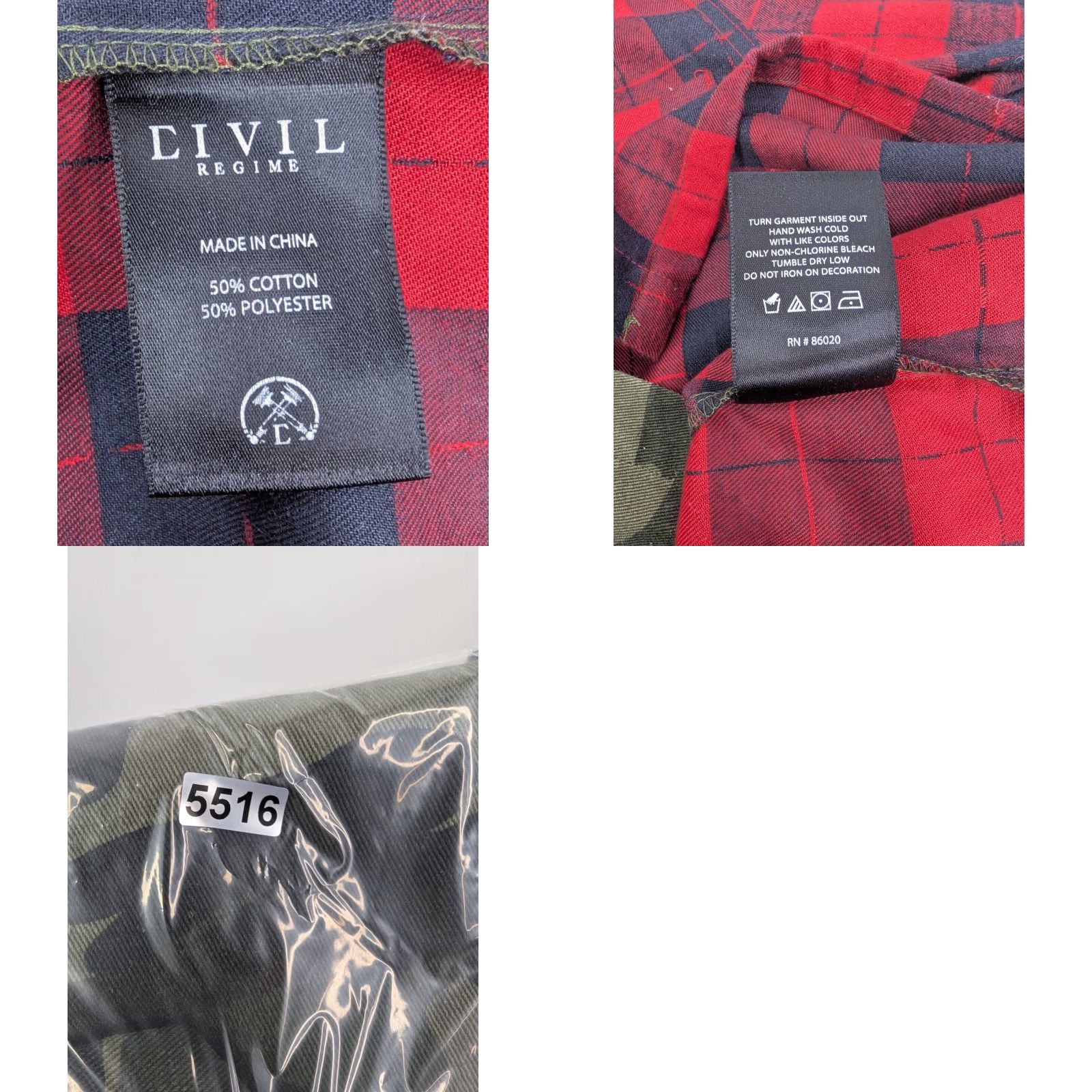 Vintage Civil Regime Shirt Men’s Medium The Rebel Tour Buffalo Plaid Camo Split Button Short Sleeve Shirt Size US M / EU 48-50 / 2 - 8 Thumbnail