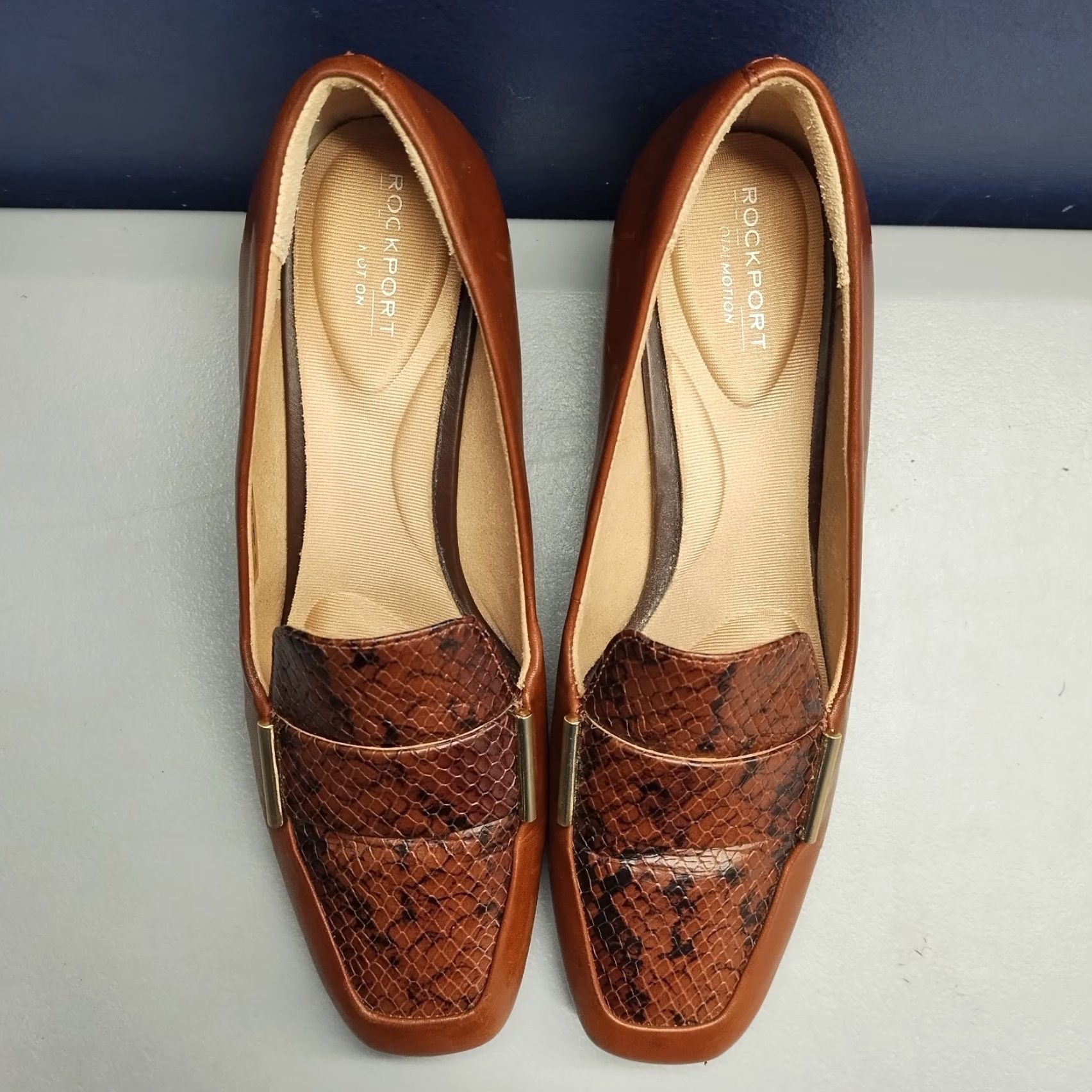 Rockport Rockport Total Motion Rockport Total Motion Heeled Loafers Womens Size 5 Brown Snake Print Square Toe Size US 5 / IT 35 - 6 Thumbnail