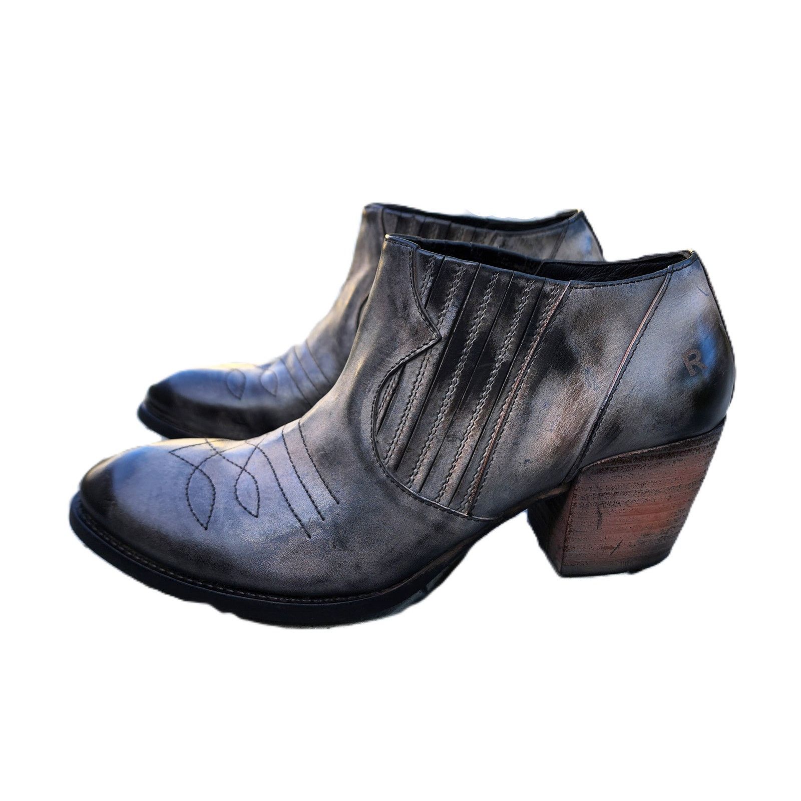 Designer Roan Malina Leather Western Ankle Boots 8 Size US 8 / IT 38 - 10 Thumbnail