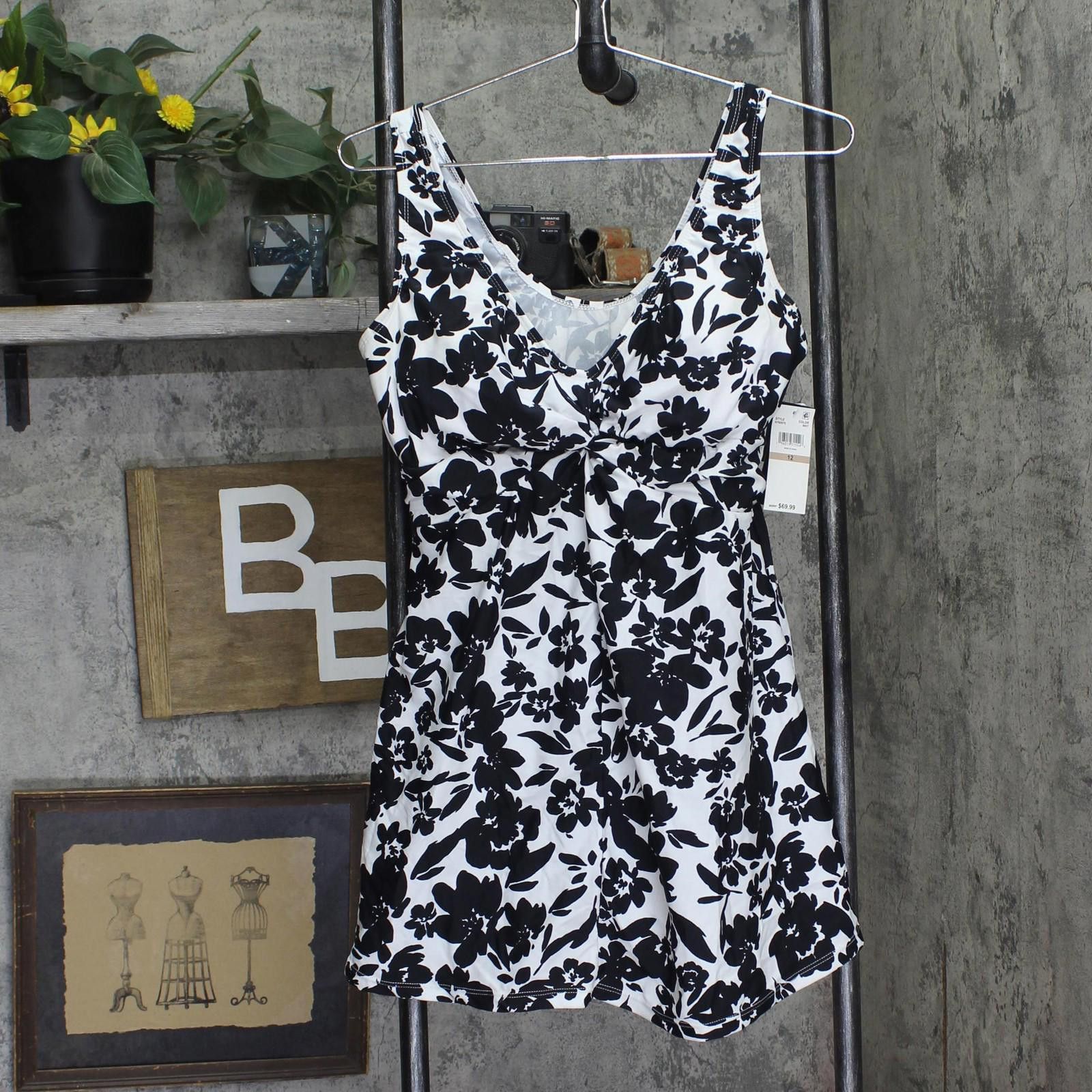 Other Nwt Island Escape Swim Dress One Piece Black / White 12 Size ONE SIZE - 1 Thumbnail