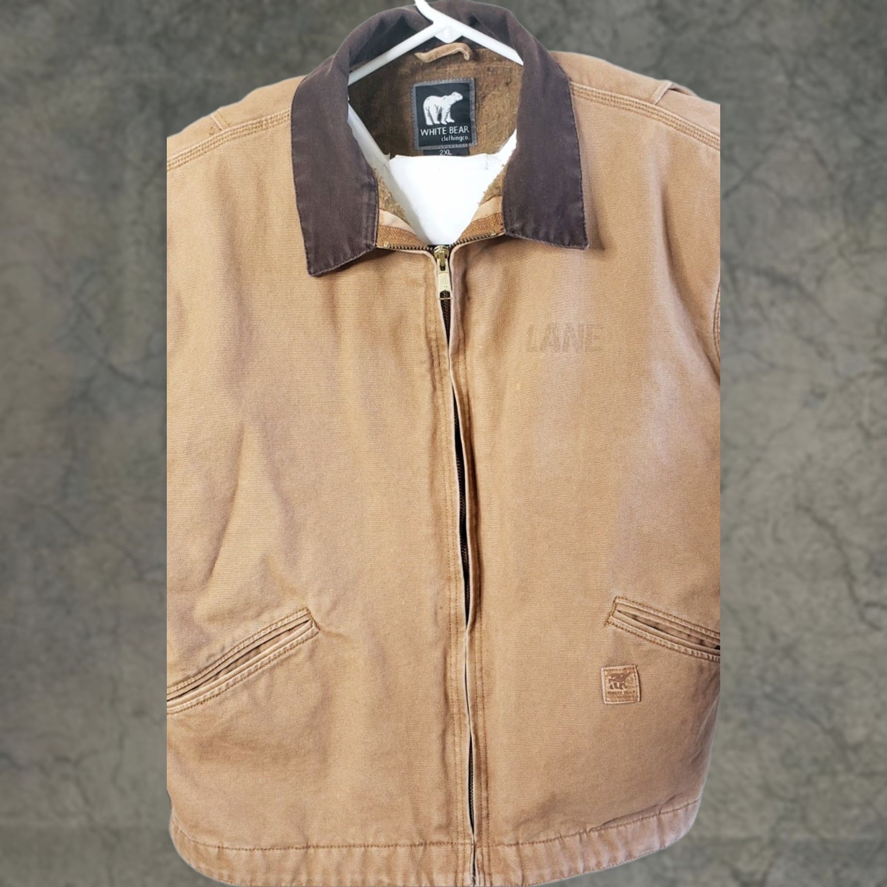 Camel VINTAGE White Bear Clothing Co. Men's Work Coat Canvas 2XL Brown Camel Quilt Lined Coat Size US XXL / EU 58 / 5 - 1 Thumbnail