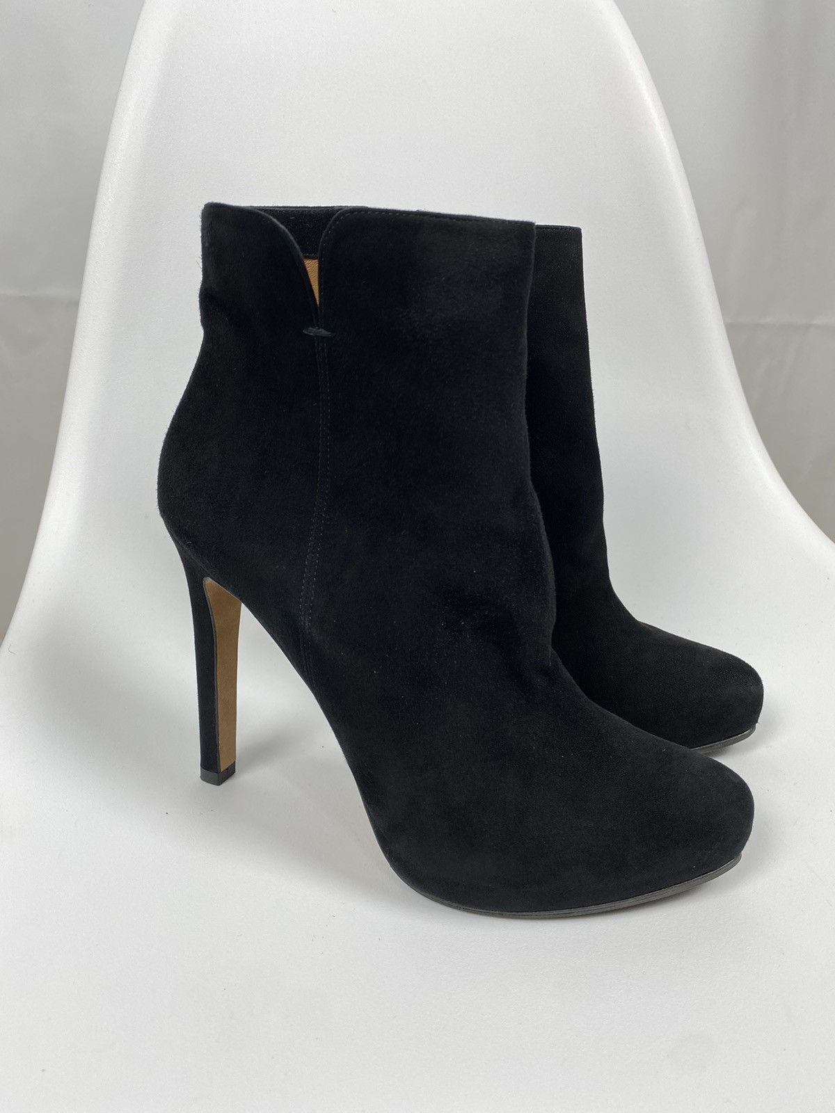 image of Designer Pura Lopez Suede Bootie Size 40 in Black, Women's