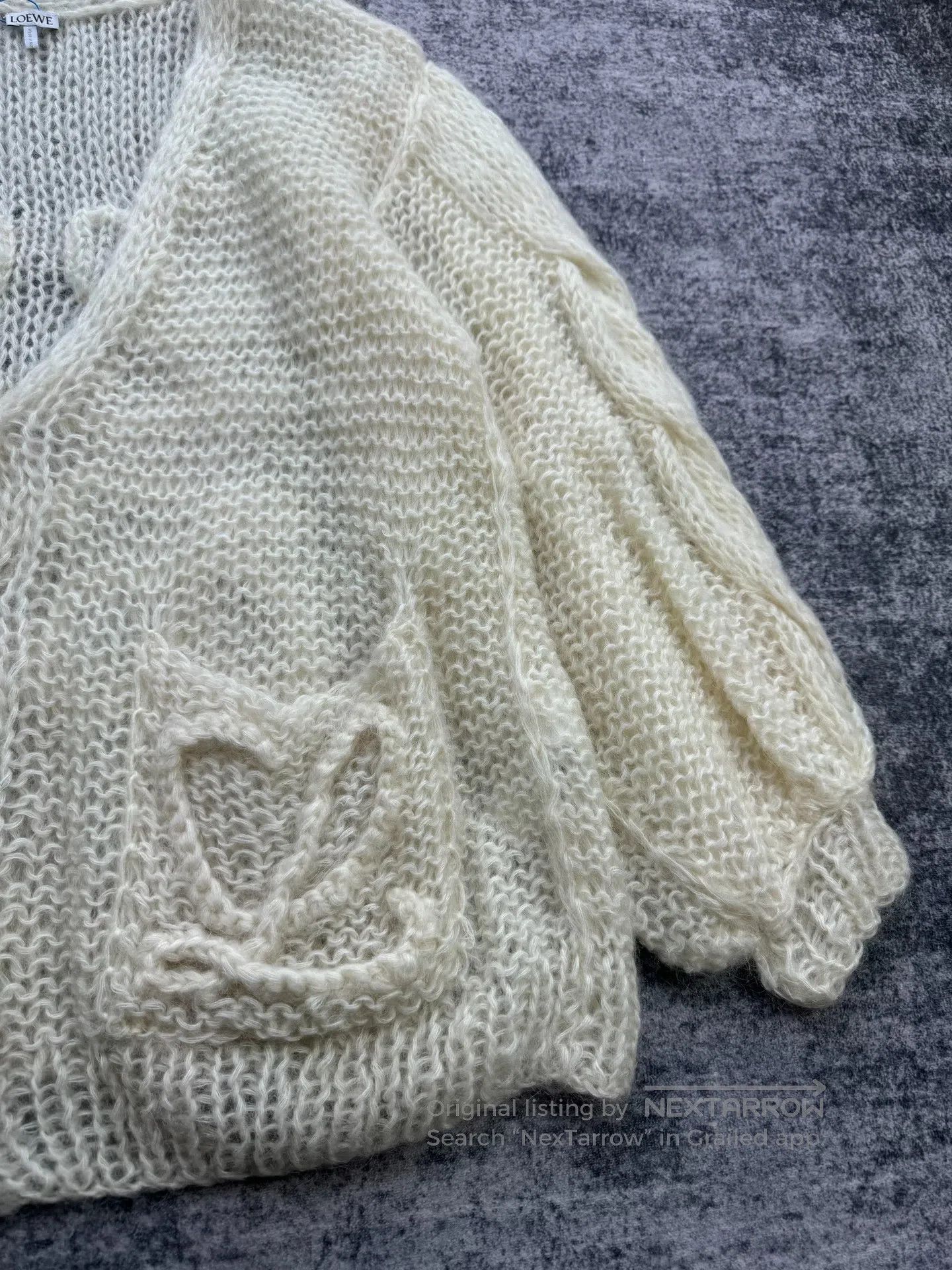 Loewe Loewe Cream Mohair 3D Logo Cut-Out Cardigan| Size S / US 4 / IT 40 - 7 Thumbnail