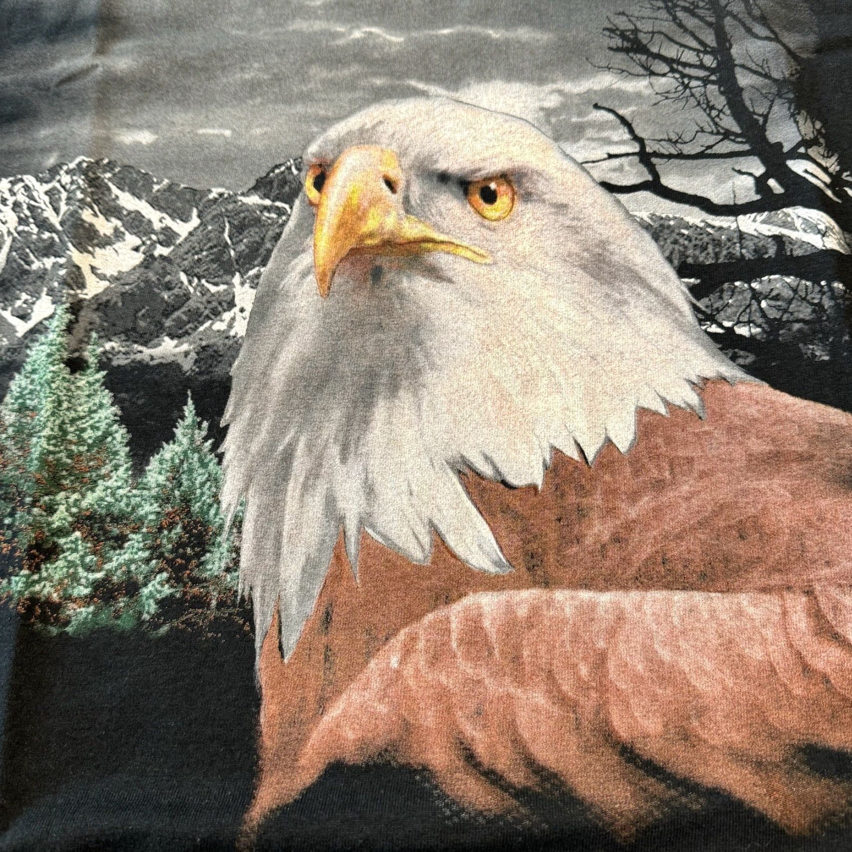 Vintage VINTAGE 90s Eagle All Over Print T Shirt Large Nature Wild Animal Flying Bird Mens Black Cotton TNT Crew Neck Short Sleeve 1990s 1990s Size US L / EU 52-54 / 3 - 3 Thumbnail