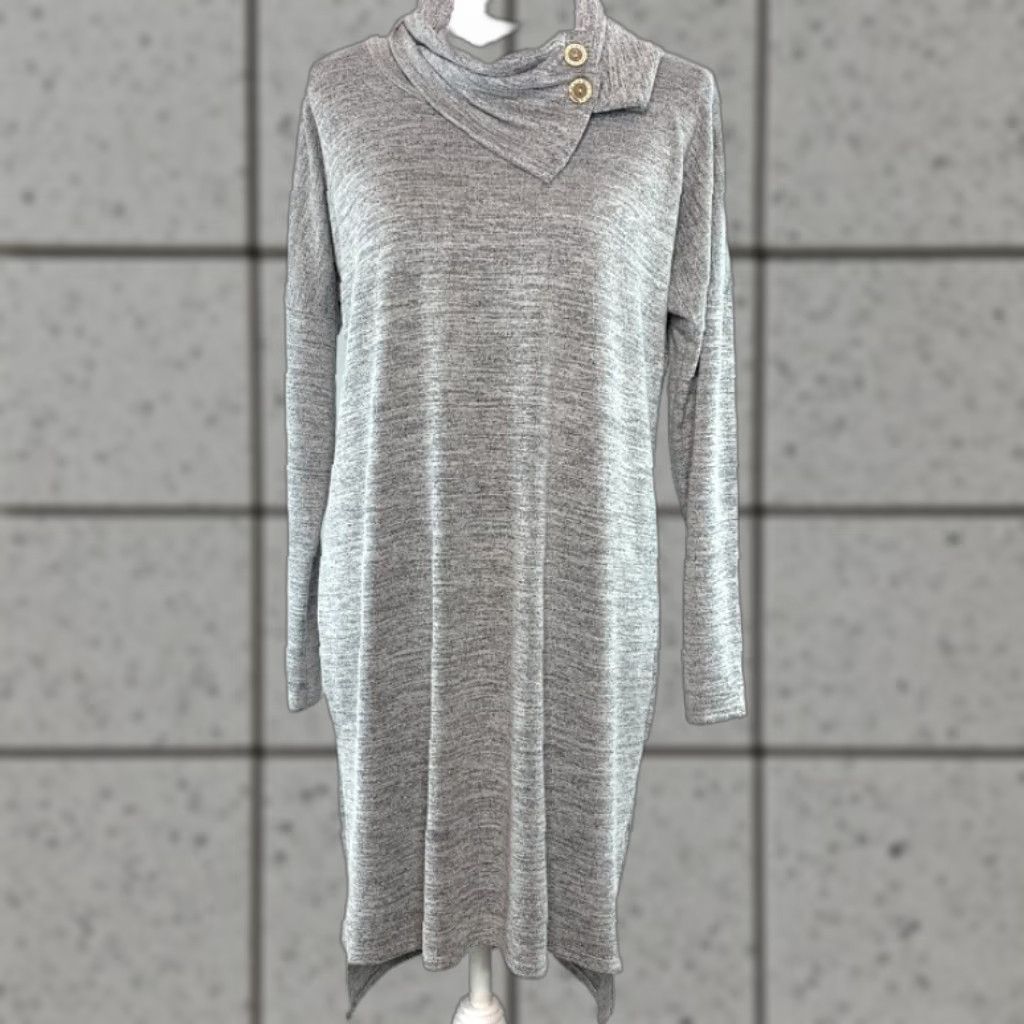 Vintage Sweet Pea Women S Knit Mini Dress Oversized Pullover Cowl Neck Gray Size S / US 4 / IT 40 - 1 Thumbnail