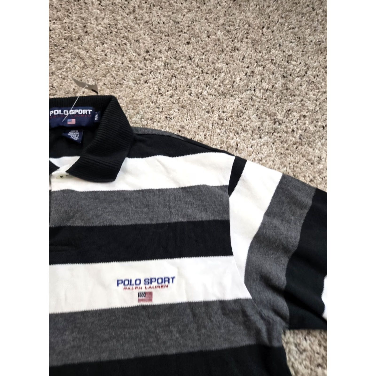Vintage VINTAGE Polo Sport Polo Shirt Mens M Gray Striped Long Sleeve Pullover 90s Polo Shirt Mens 90s Shirt Size US M / EU 48-50 / 2 - 4 Thumbnail