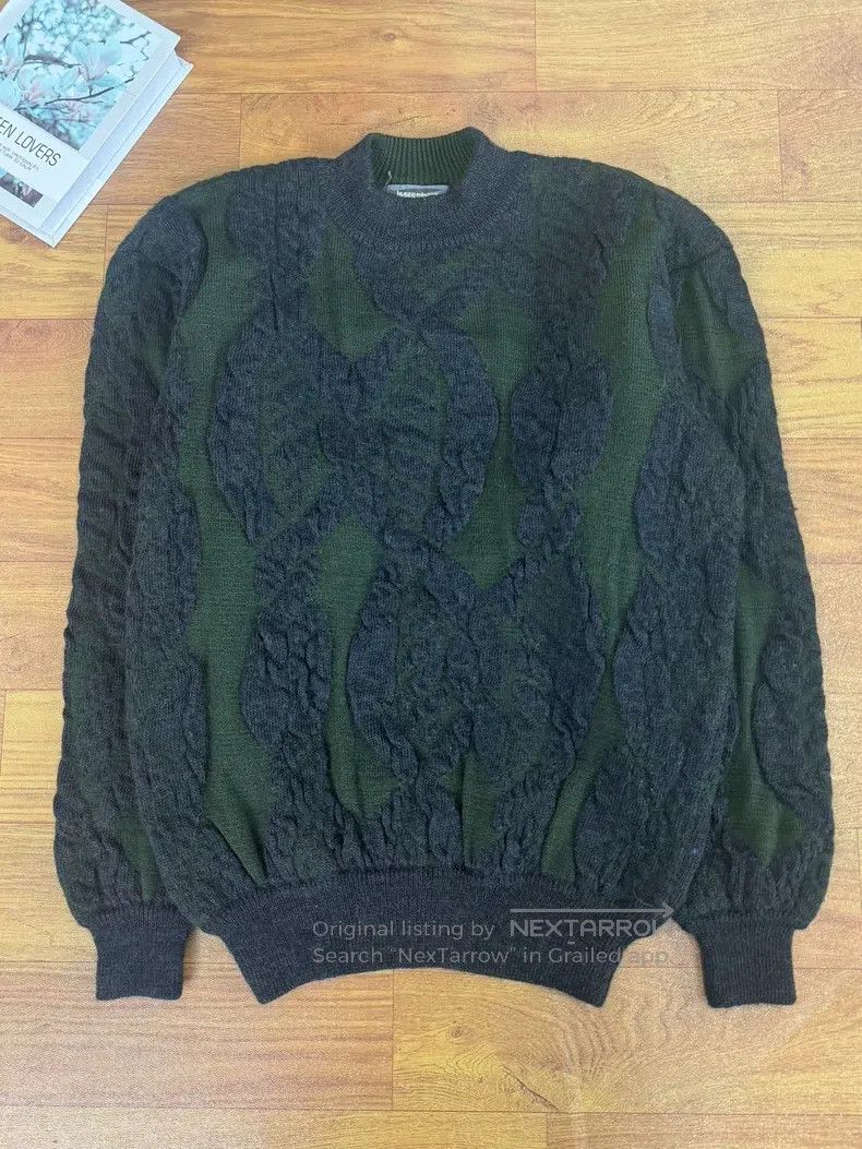 Issey Miyake Issey Miyake size:F Wool Green Color-Block Sweater Size US S / EU 44-46 / 1 - 1 Thumbnail