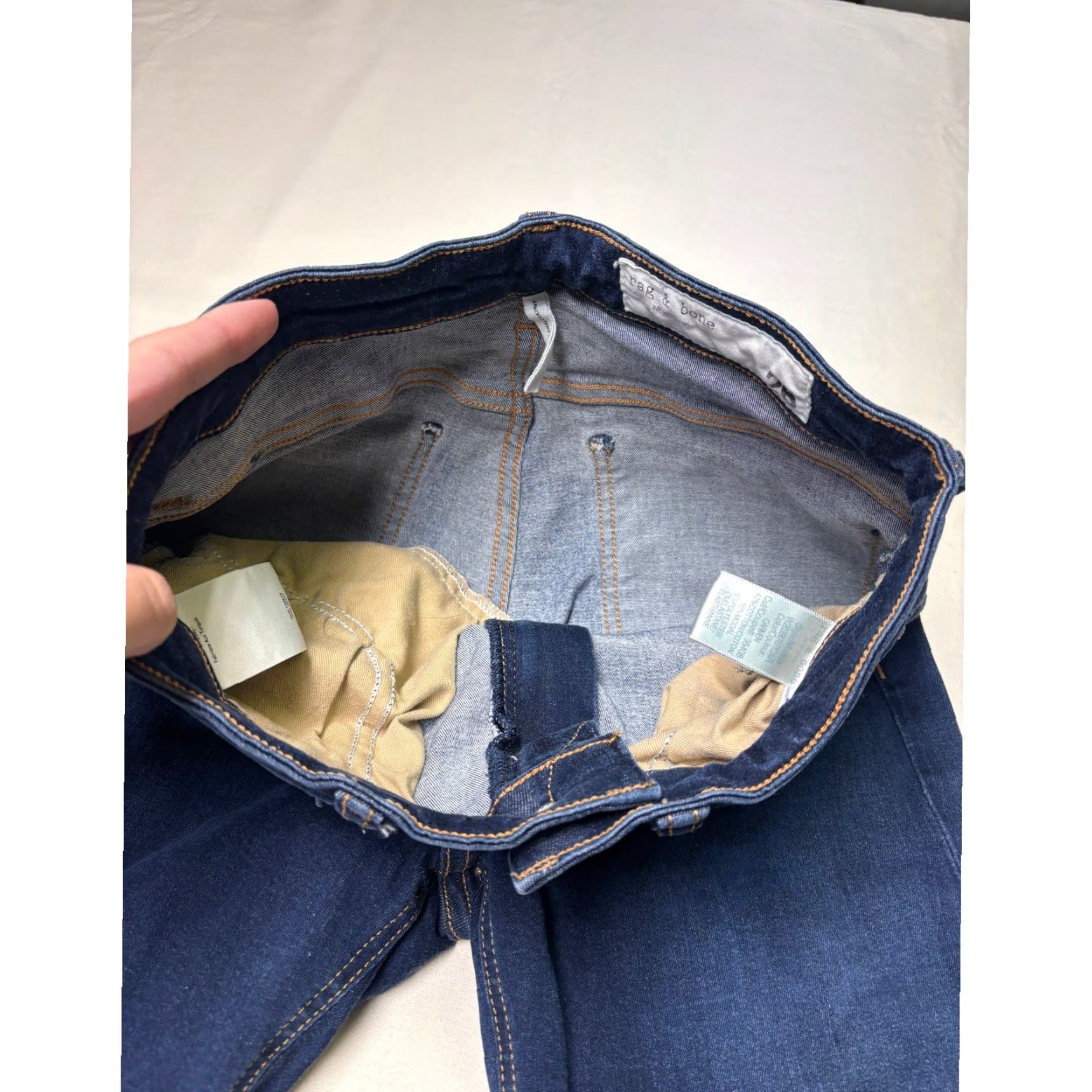Rag & Bone rag & bone Nina High-Rise Ankle Skinny Jeans Dark Wash Denim Women Adult 26 Inseam 27in Stretch Comfort Zip Button 5-Pocket Solid Blue Size 26" / US 2 / IT 38 - 4 Thumbnail