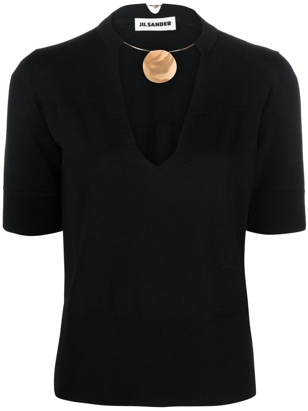 Jil Sander o1y1025 Short Sleeves Sweater in Black Size S / US 4 / IT 40 - 1 Thumbnail