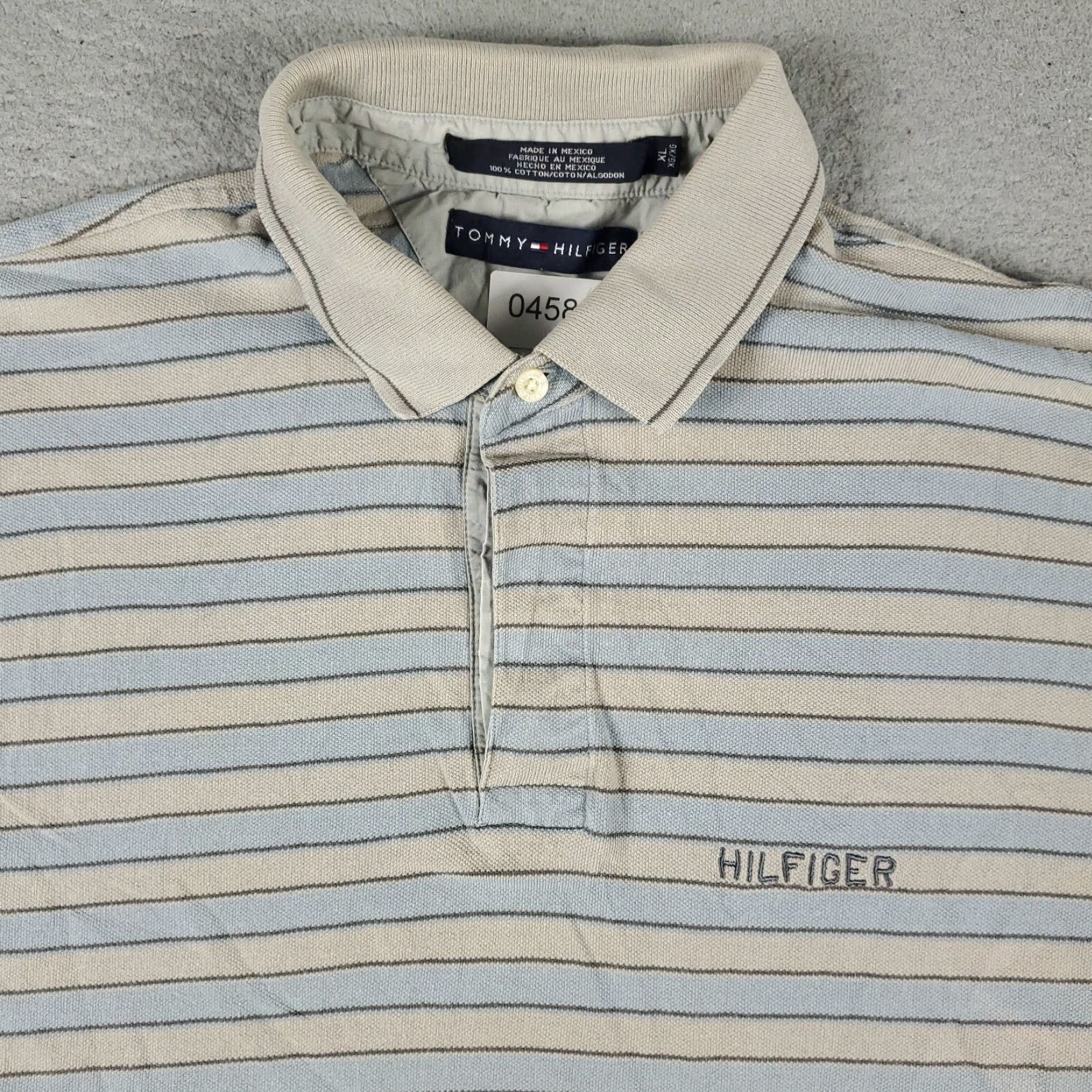 Tommy Hilfiger Tommy Hilfiger Polo Shirt Mens XL Gray Striped Casual Short Sleeve Regular Fit Size US XL / EU 56 / 4 - 2 Thumbnail