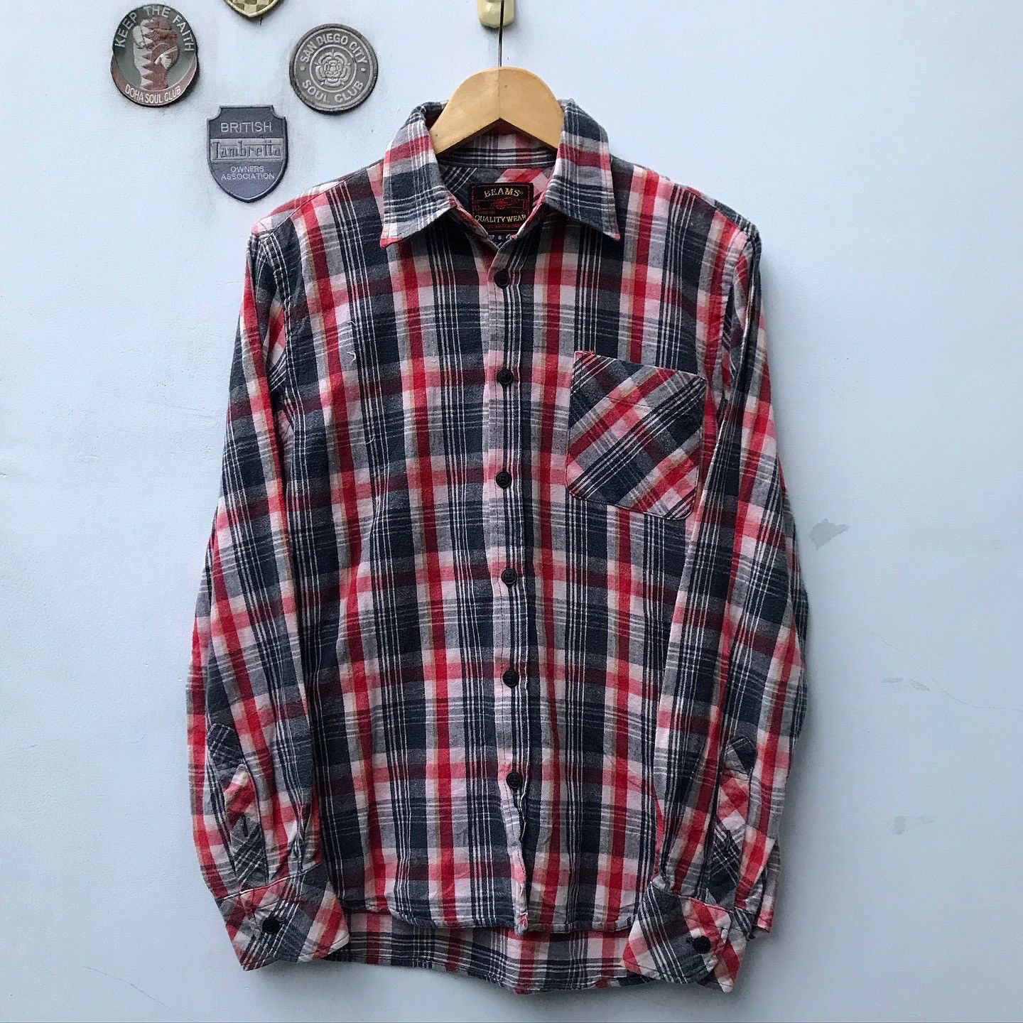 Beams Japan × Vintage Vintage Beams Heart Plaid Tartan Flannel Made in japan Size US S / EU 44-46 / 1 - 1 Thumbnail